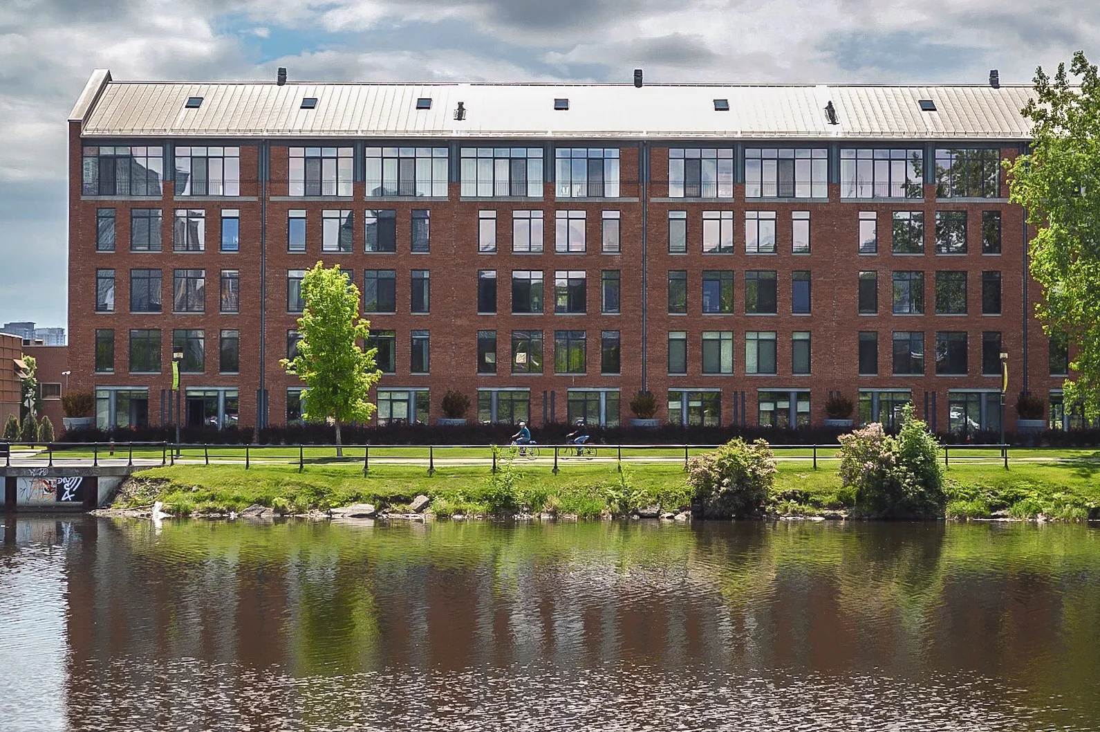 One of the many converted loft buildings lining the Lachine Canal.