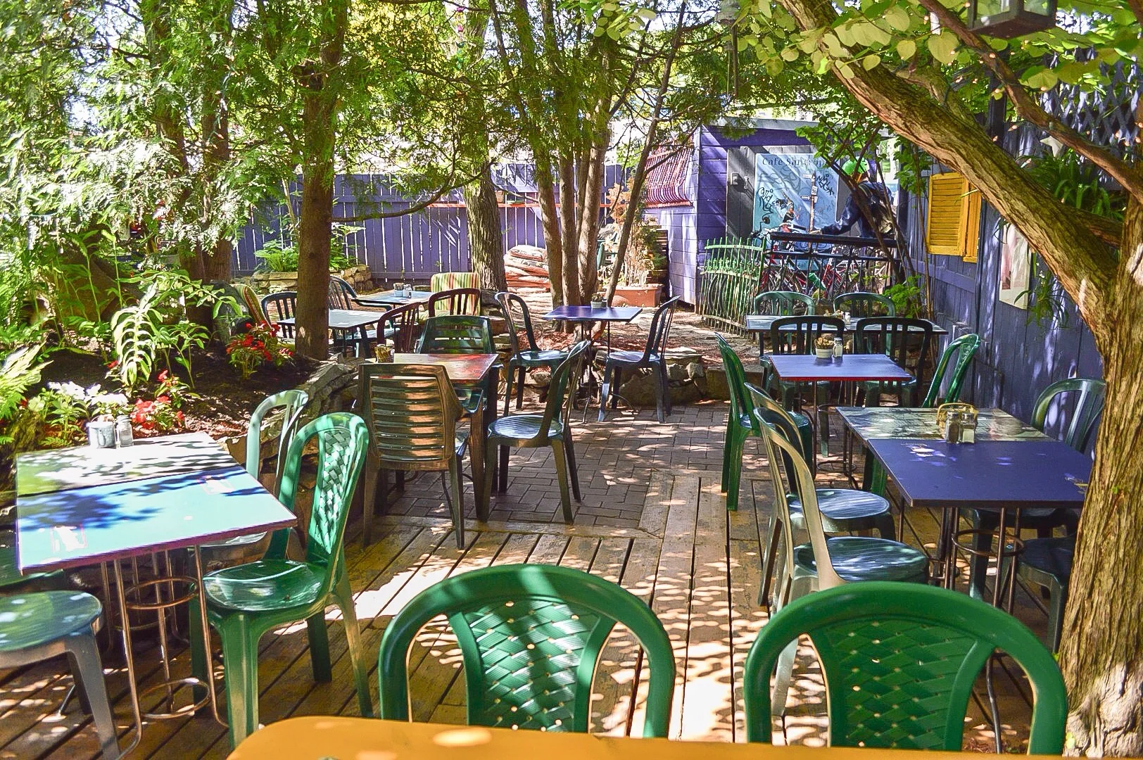 The secluded garden patio at Cafe Santropol.