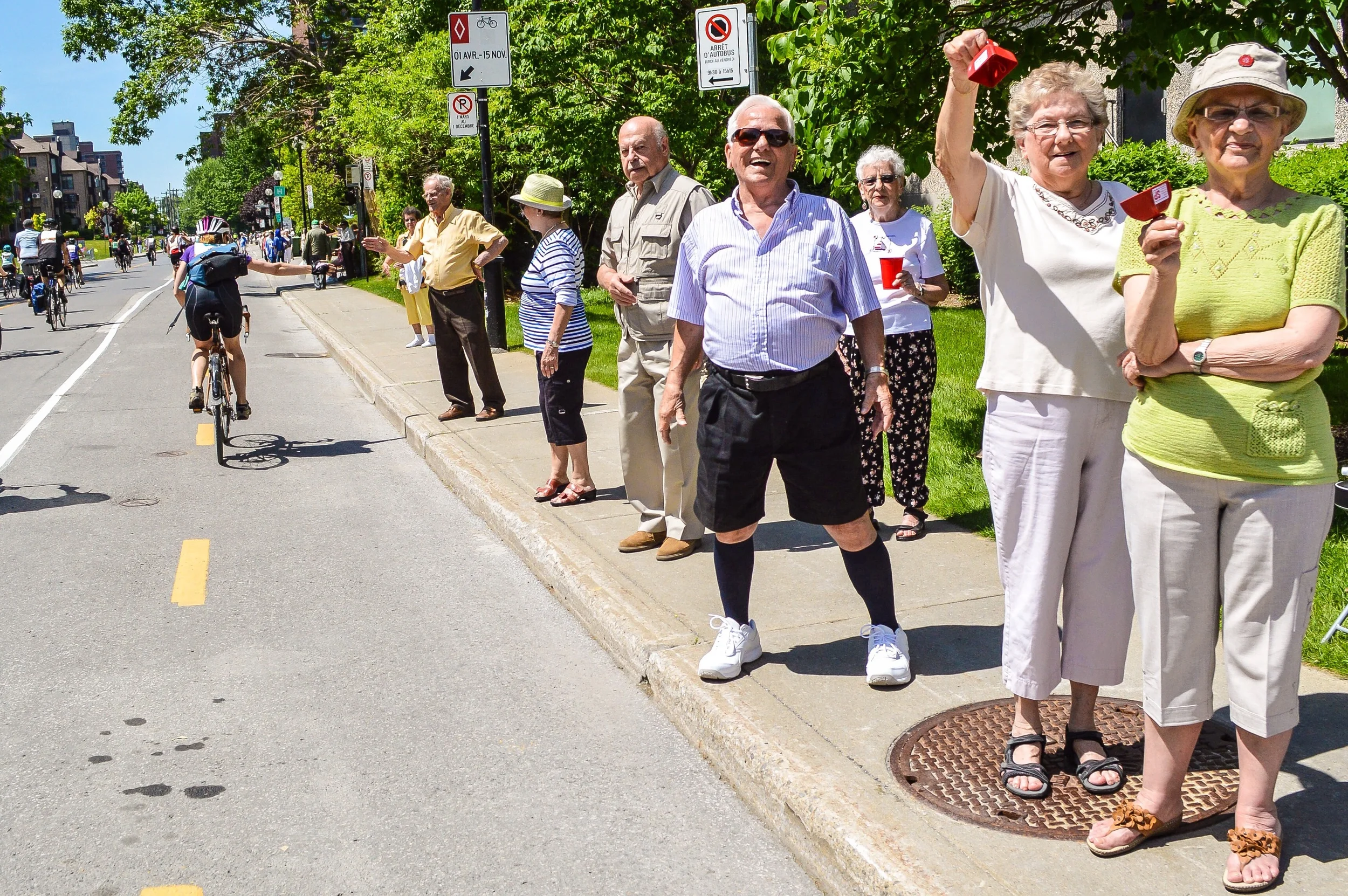 Our cheering section on the Tour de L'Ile.