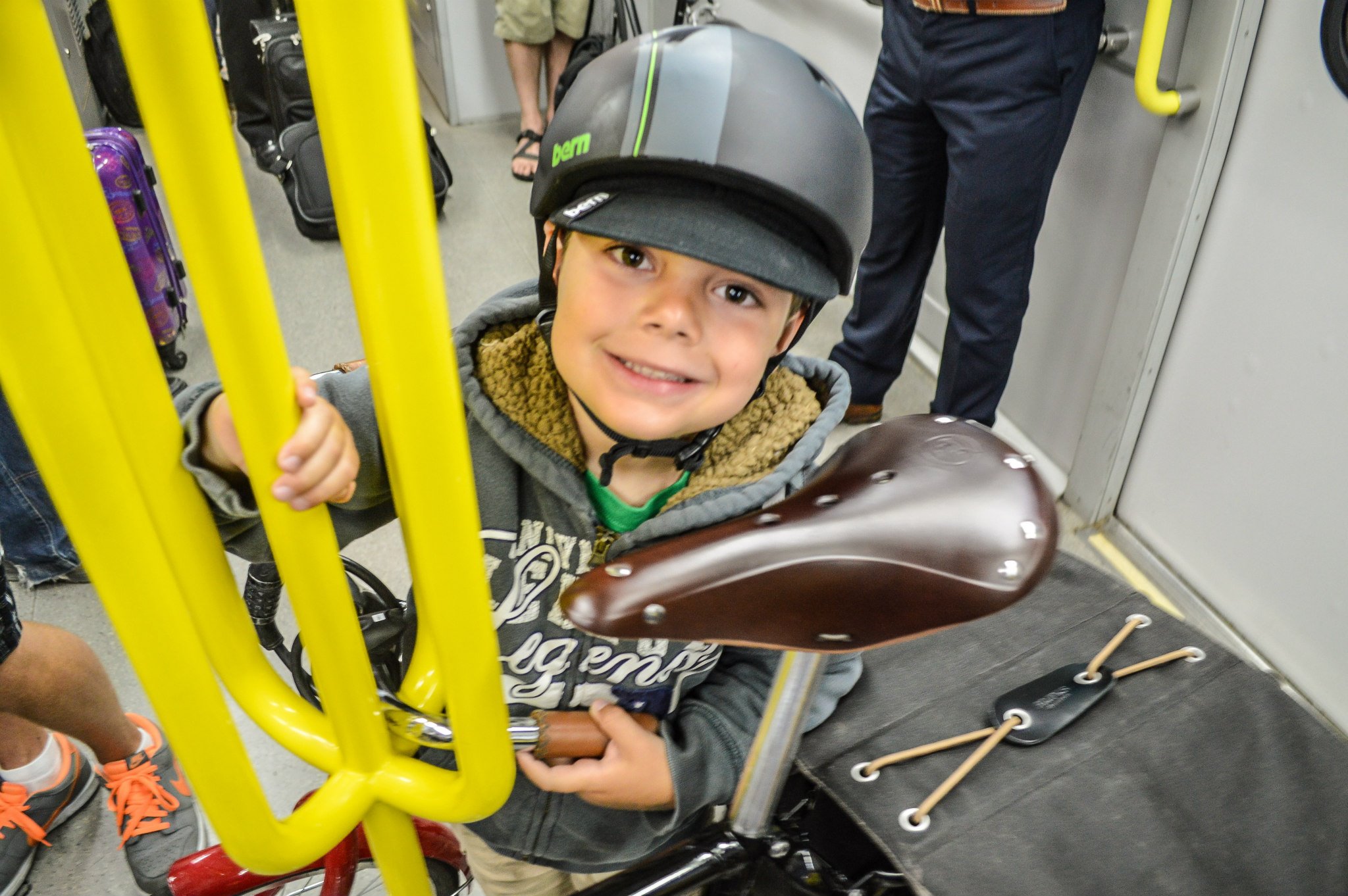 Taking Our Bikes on the Canada Line to Bridgeport Station.