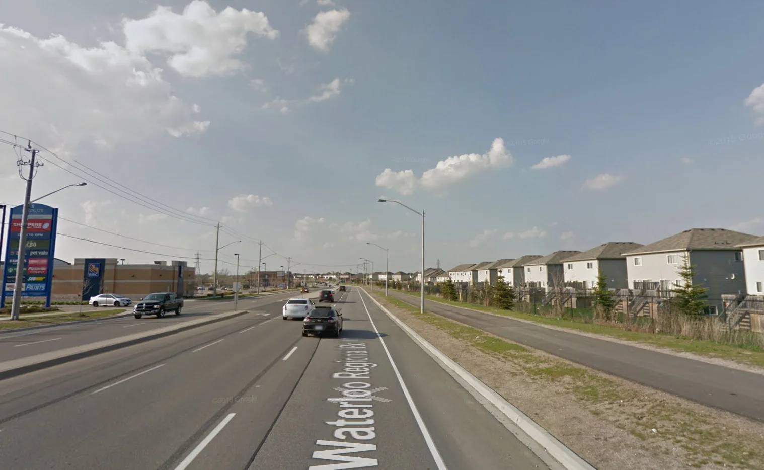Painted lanes and a wide walking path - but how do you get to the plaza?