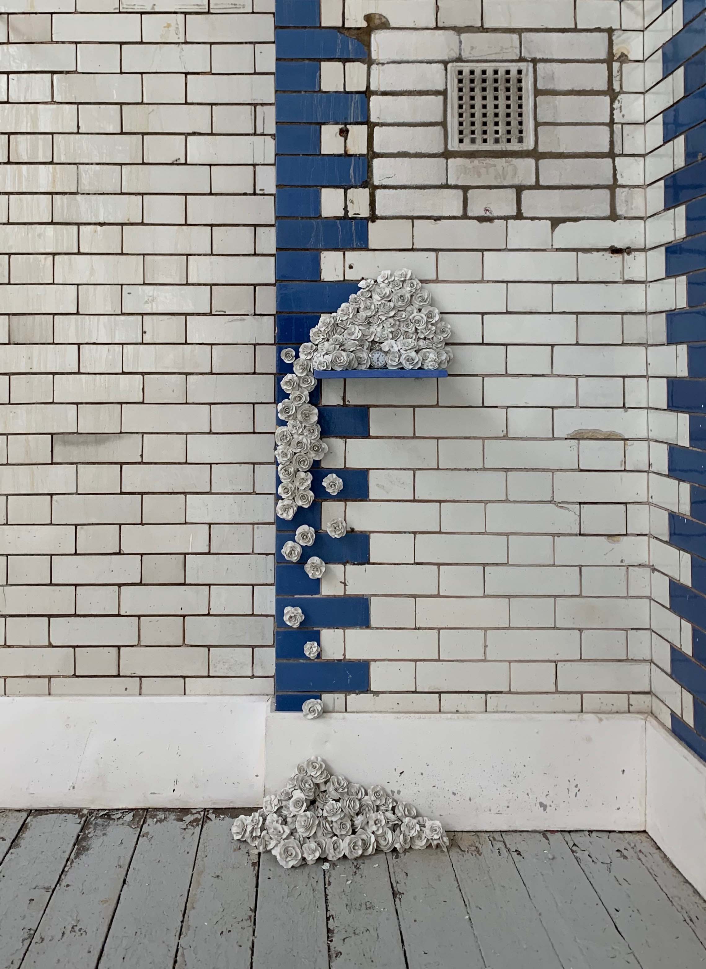   Four Girls Making Clay Flowers While Watching TV , 2019 