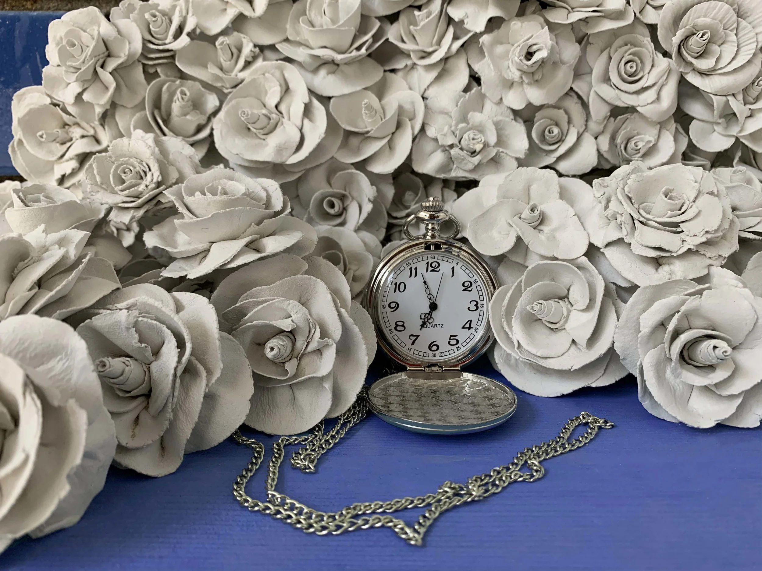   Four Girls Making Clay Flowers While Watching TV , 2019 