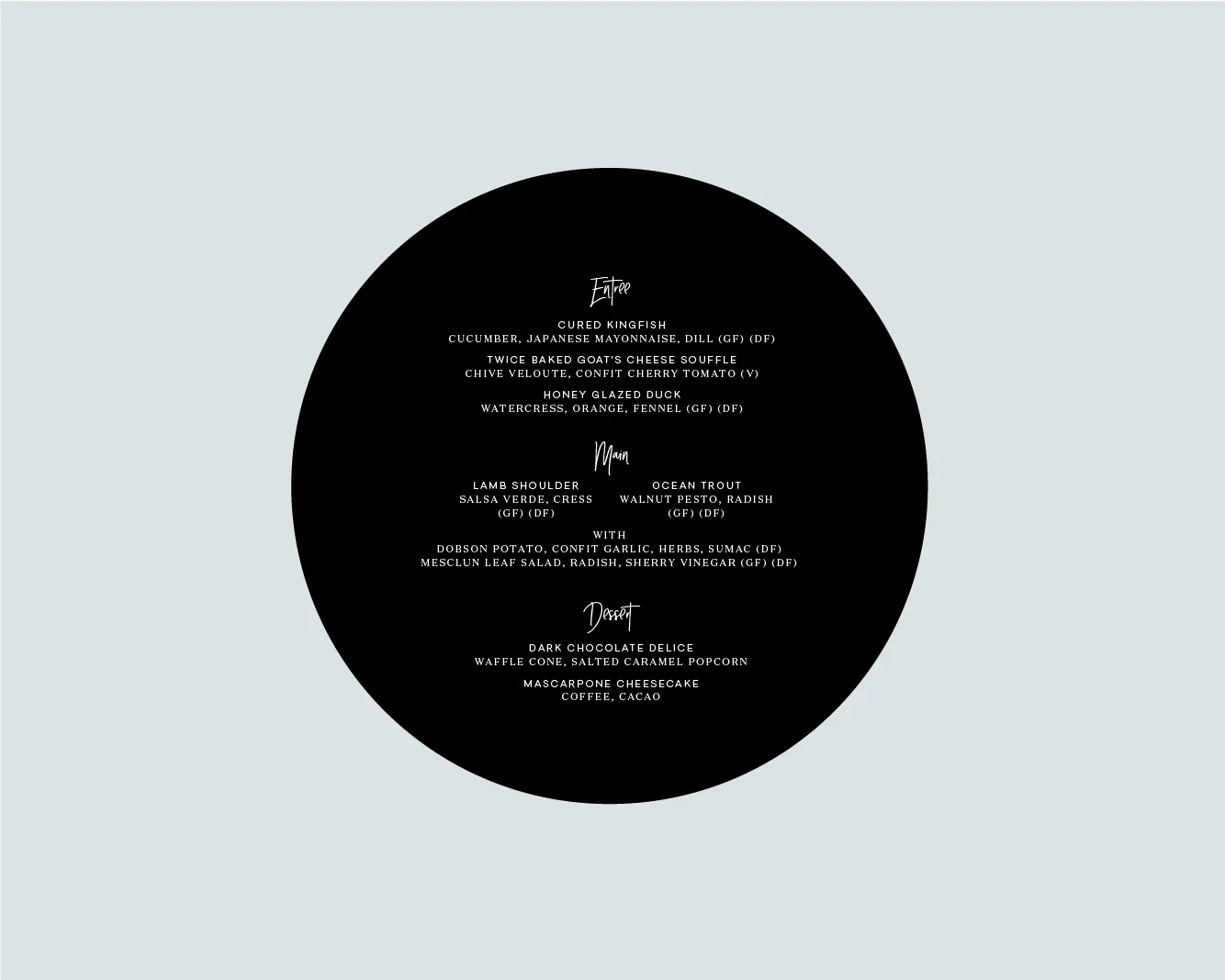 Round menu back - Black