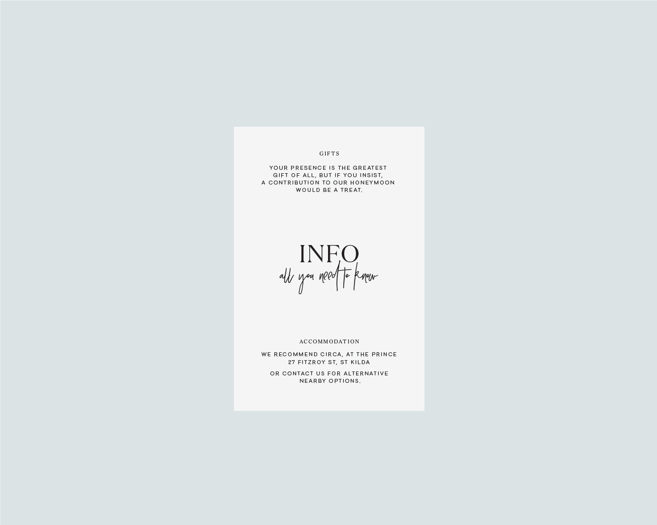 Information support card - A6
