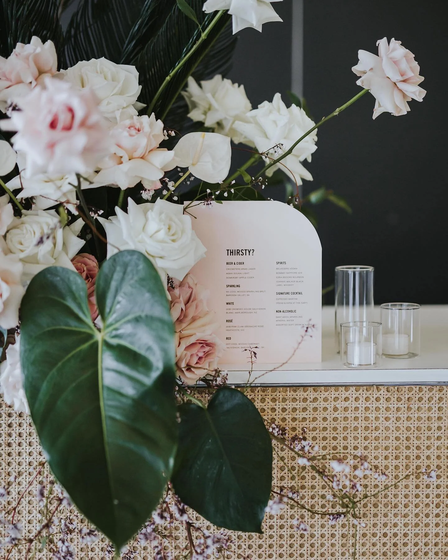 Thirsty? Custom drinks menu sitting pretty on the bar for Samantha and Daniel&rsquo;s modern scandi wedding 🥂
-
Stationery @jemandi_designs 
Impeccable styling and concept @the_eventurer 
Stunning blooms @ivy_and_eve_flowers 
Photography @smokey_oscar 
 -
#jemandi #weddingstationery #weddingbranding #drinksmenu #weddingmenu #customdesign #bespokedesign #bespokestationery #weddinginvitations #bespoke #weddingnumbers #wedding #branding #design #typography #invitations #stationery #ontheday #modernwedding #luxewedding #australianwedding #luxurywedding #weddinginspo #weddinginspiration #modernbride #moderngroom #scandinaviandesign