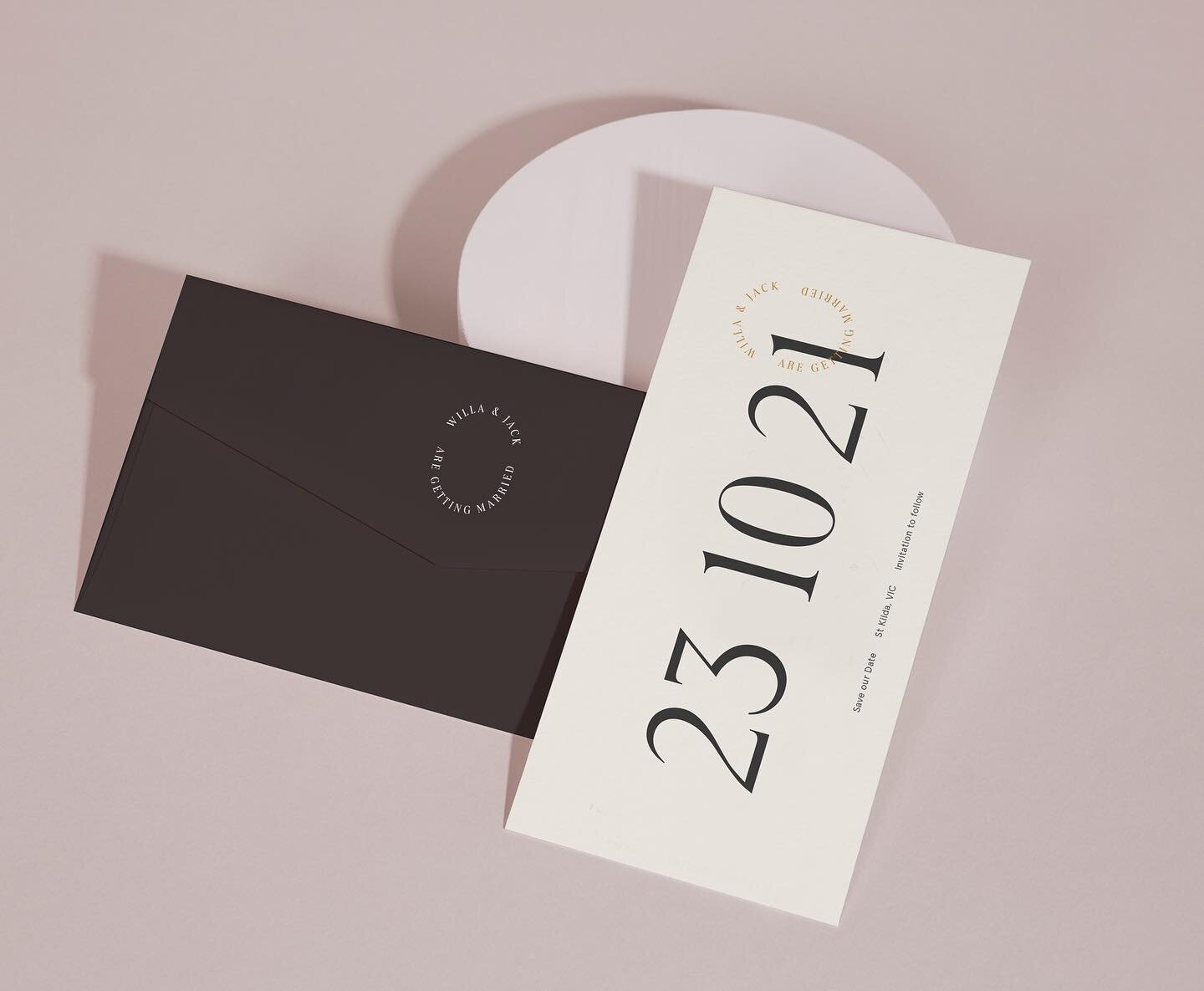 Who doesn&rsquo;t love a modern, typographic invite✨One of the Save the date options from our new Botanic semi-custom collection. 
So close to launching this set - enquire if you&rsquo;d like a sneak peak. 
-
#jemandi #weddingstationery #weddingbrand