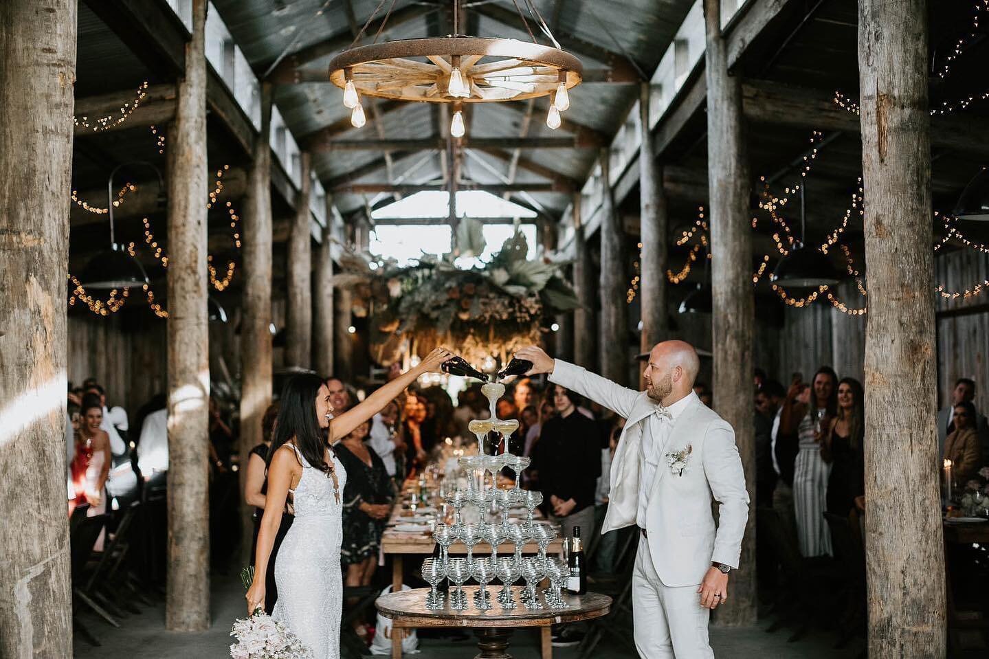 The perfect champagne tower for Michelle &amp; Shane ✨ 
Still loving everything about this wedding and how our designs turned out - all thanks to impeccable vision and styling by @the_eventurer 
-
#realwedding #melbournewedding #tanglewoodestate #jem