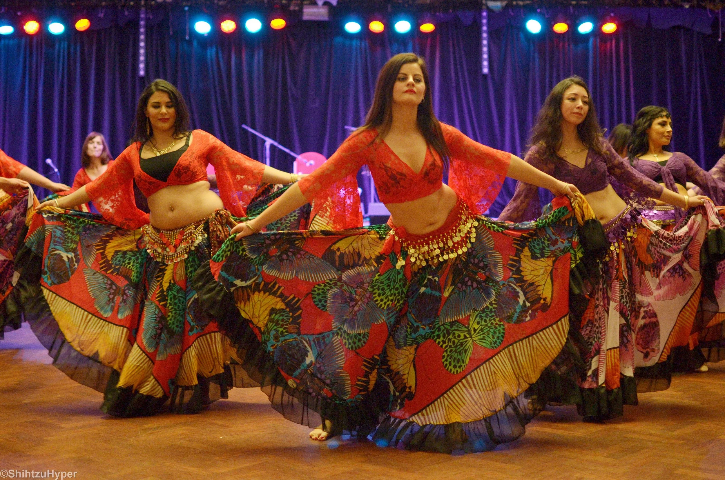 Intermediate students performing a gypsy fusion dance @ Bellydance Bohemia's End of Year Hafla, Thornbury Theatre 2014.