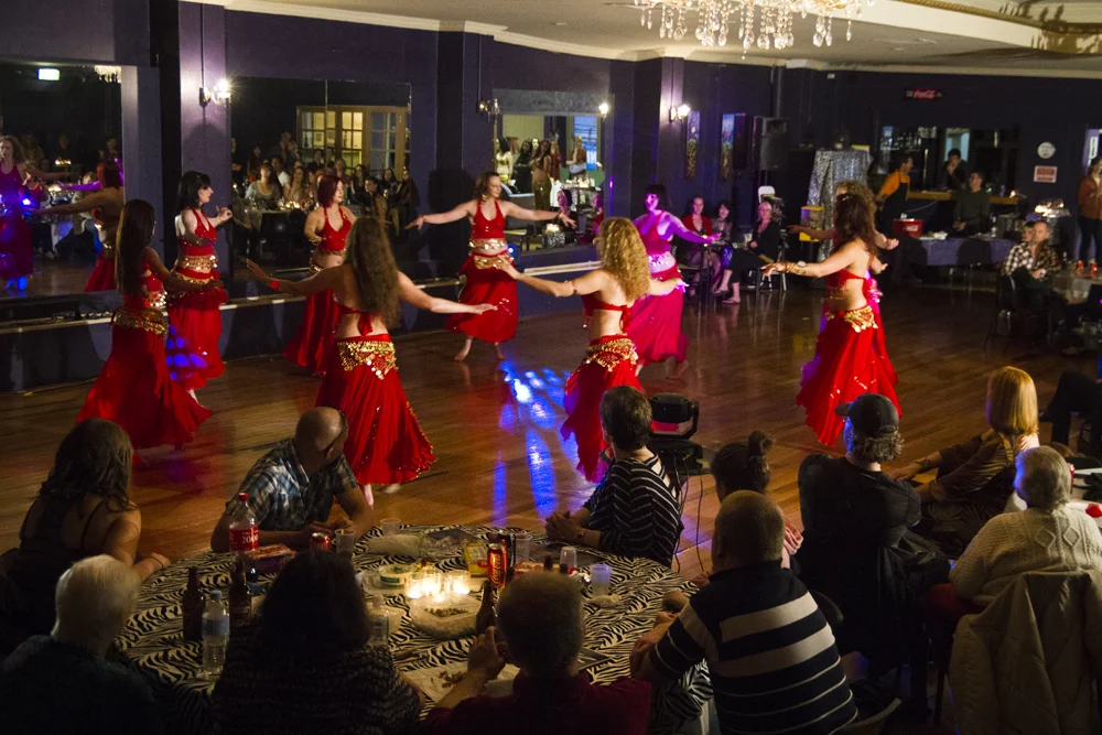 Intermediate students' belly dance performance at Saidi Night Fever, Melbourne 2011.
