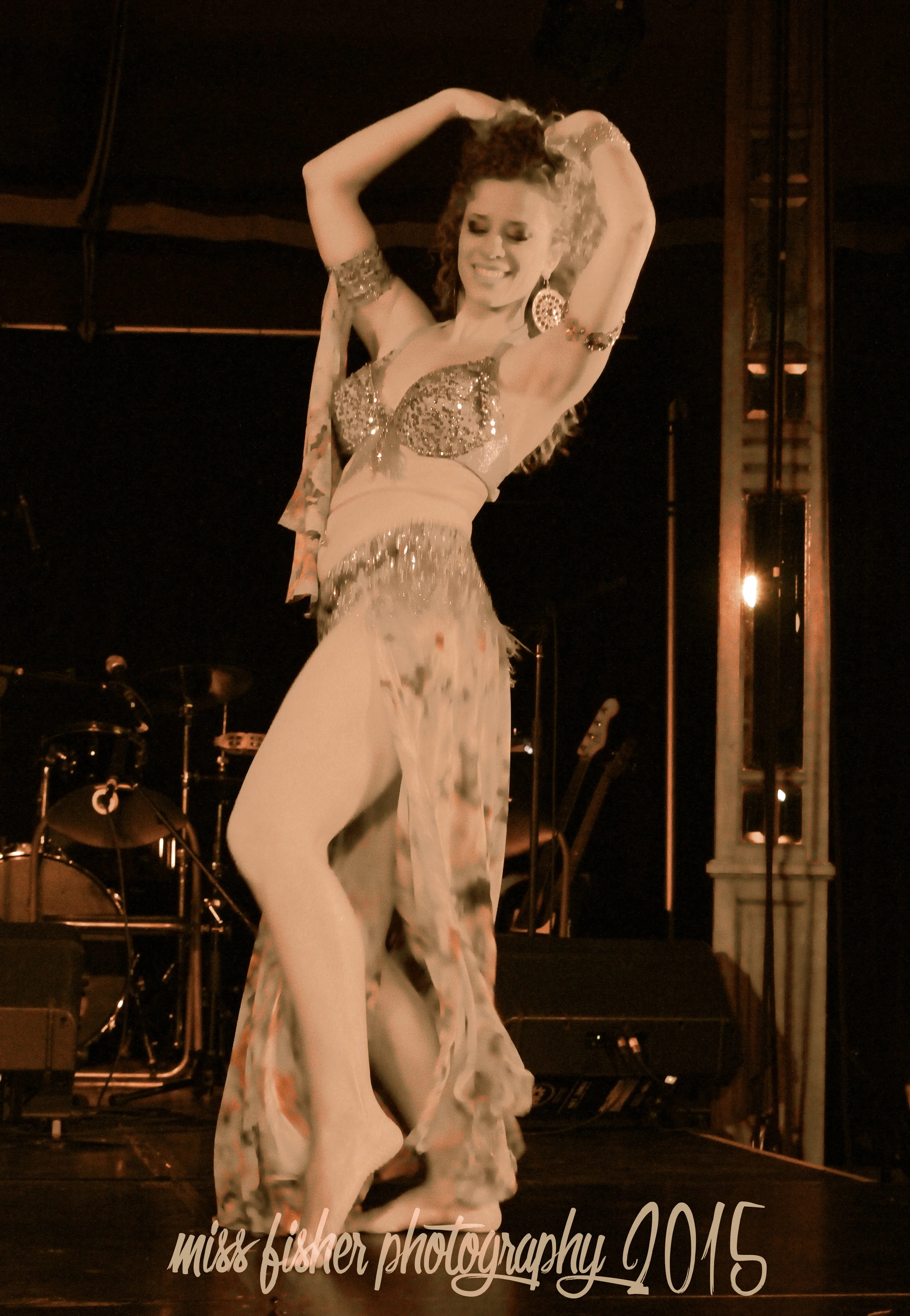 Ekaterini performing at the Assiut and Tie Soirée starring Rachel Brice (US) @ Wonderland Spiegeltent, Melbourne 2015.