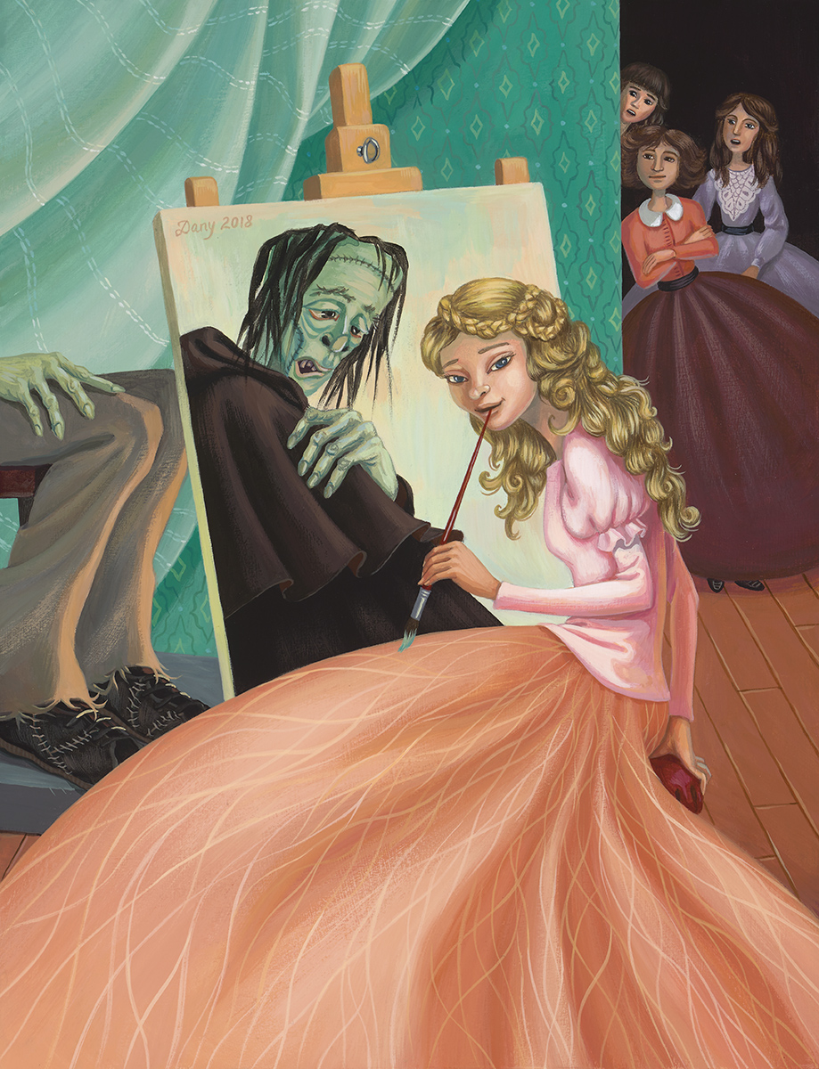Amy painting Frankenstein's Monster