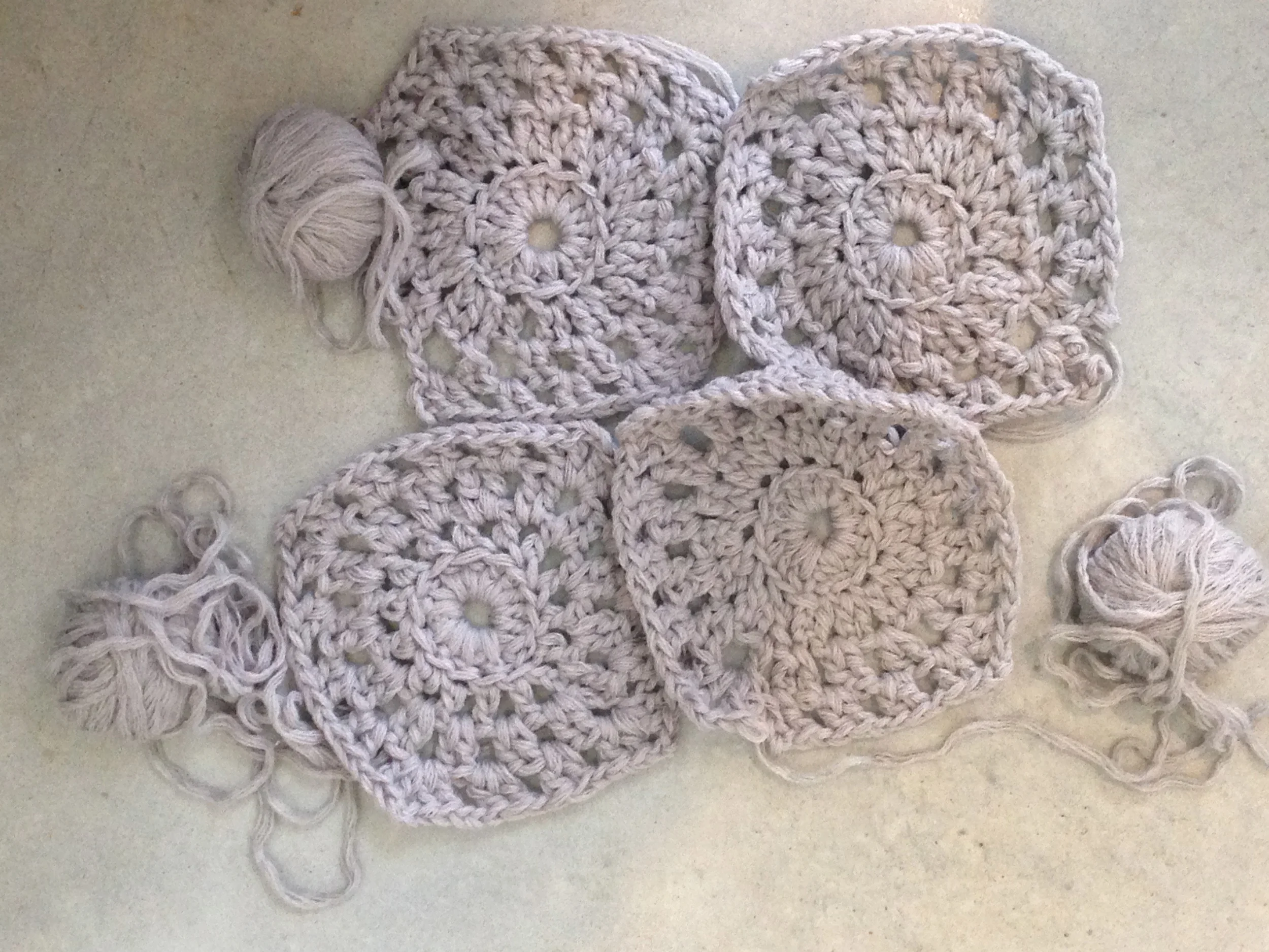 Granny Squares... They need to be pulled into shape.