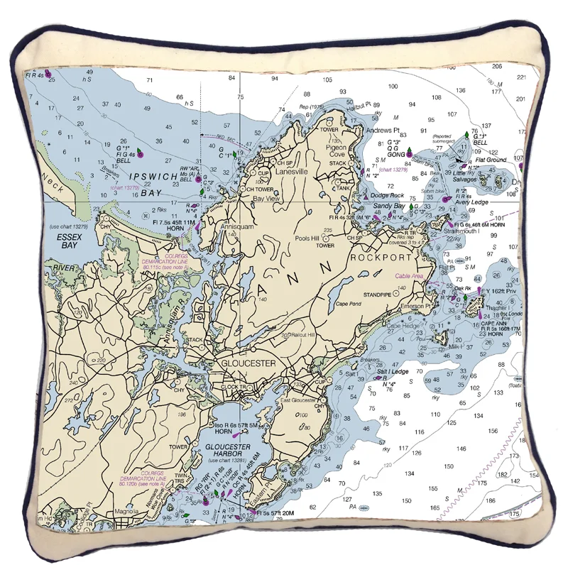 Cape Ann, MA 18" chart Pillow