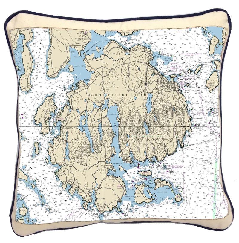 mt desert island, me 18" chart pillow