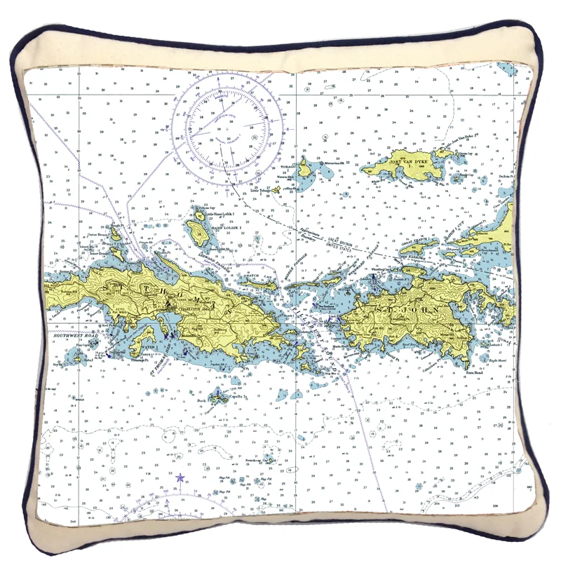 USVI - St John / St Thomas 18" chart pillow