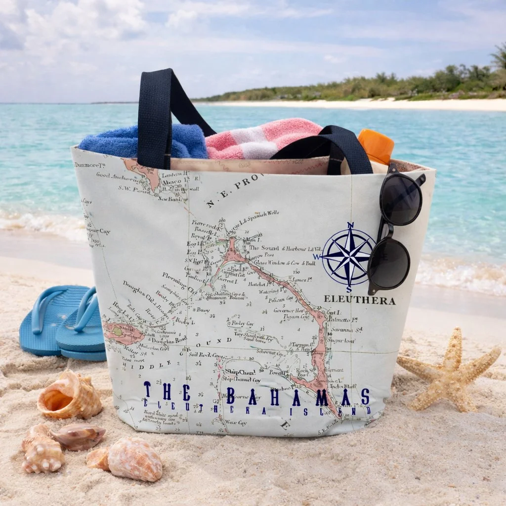 Eleuthera, Bahamas Map Compass Tote