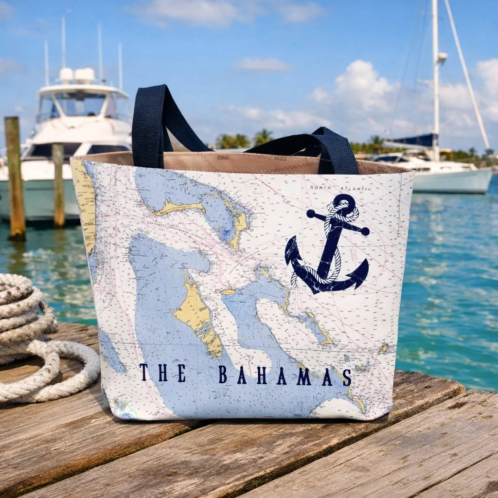 The Bahamas Nautical Chart Anchor Tote