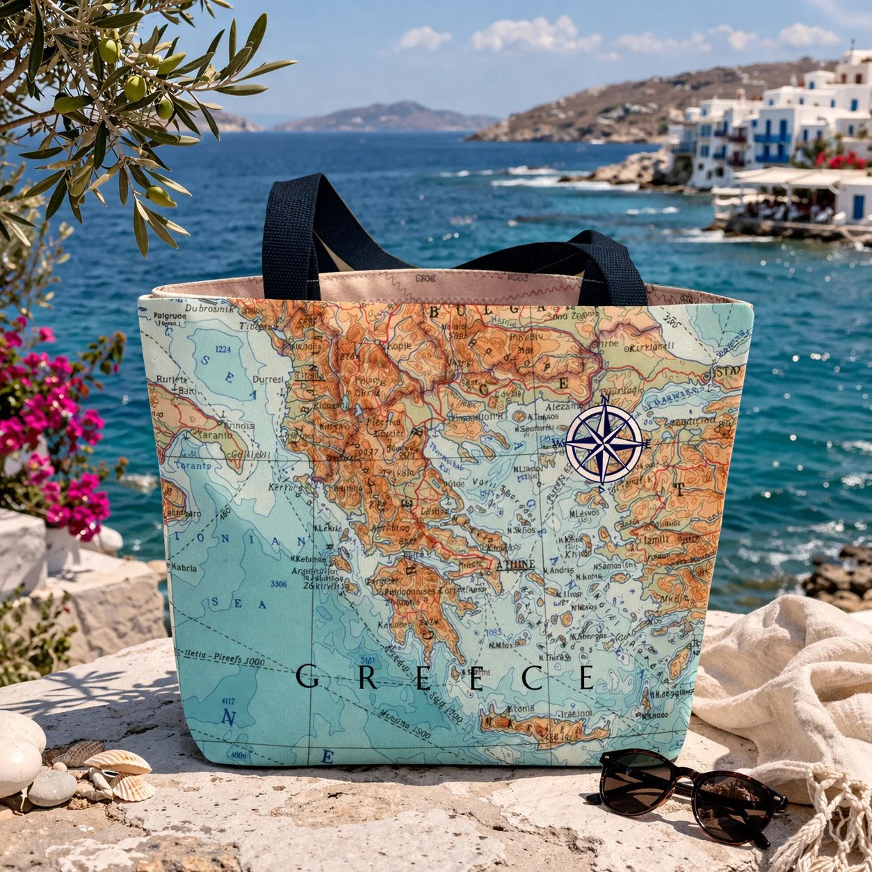 Greece Map Tote -  A little bit of myth. A lot of salt air.