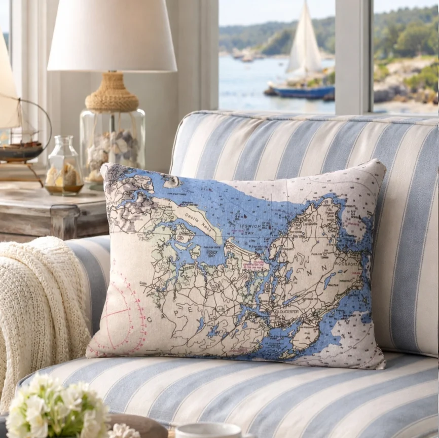 Custom Nautical Chart knife-edge Rectangle Pillow