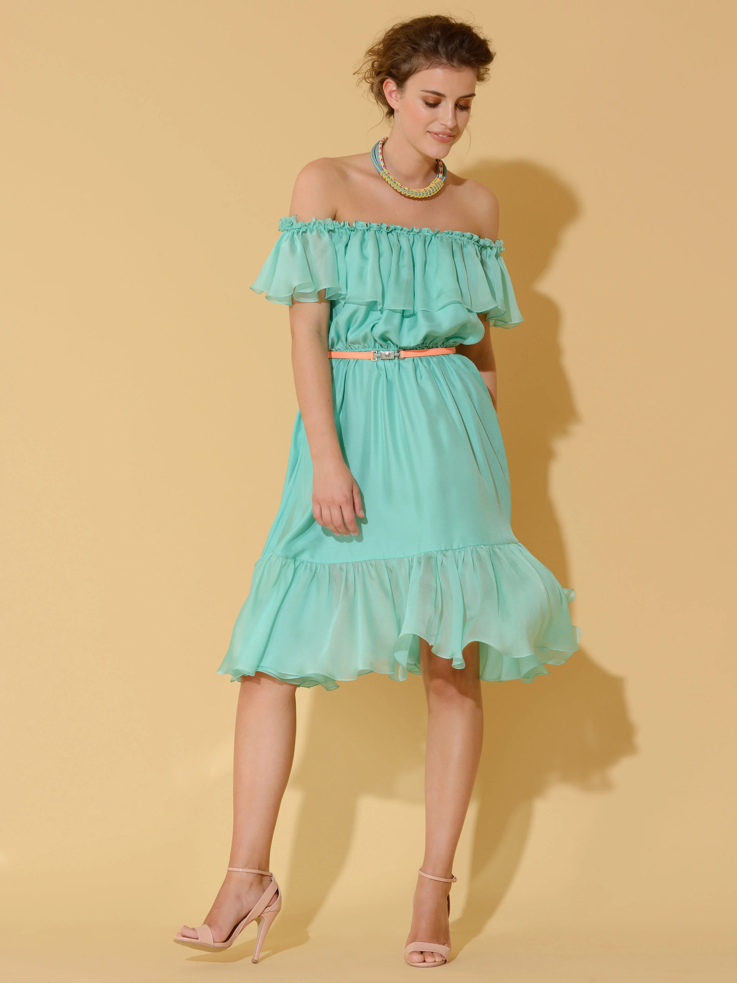 Alameda Off-the-shoulder Silk Dress