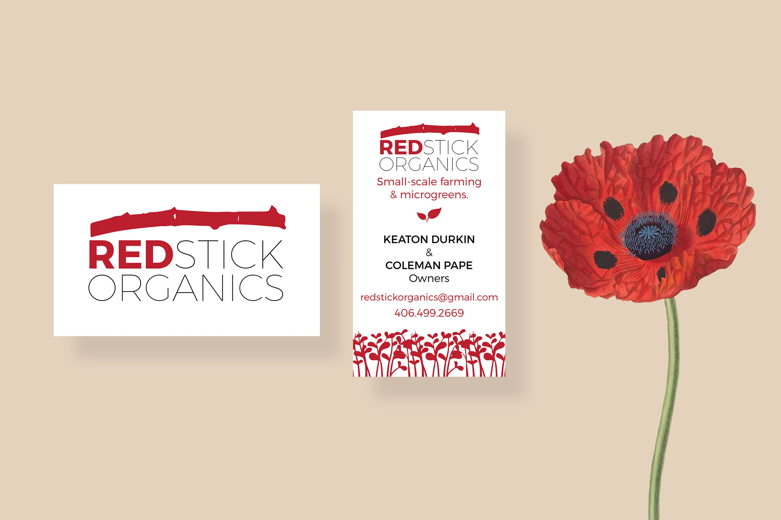 RedStick Organics Business Card Design.