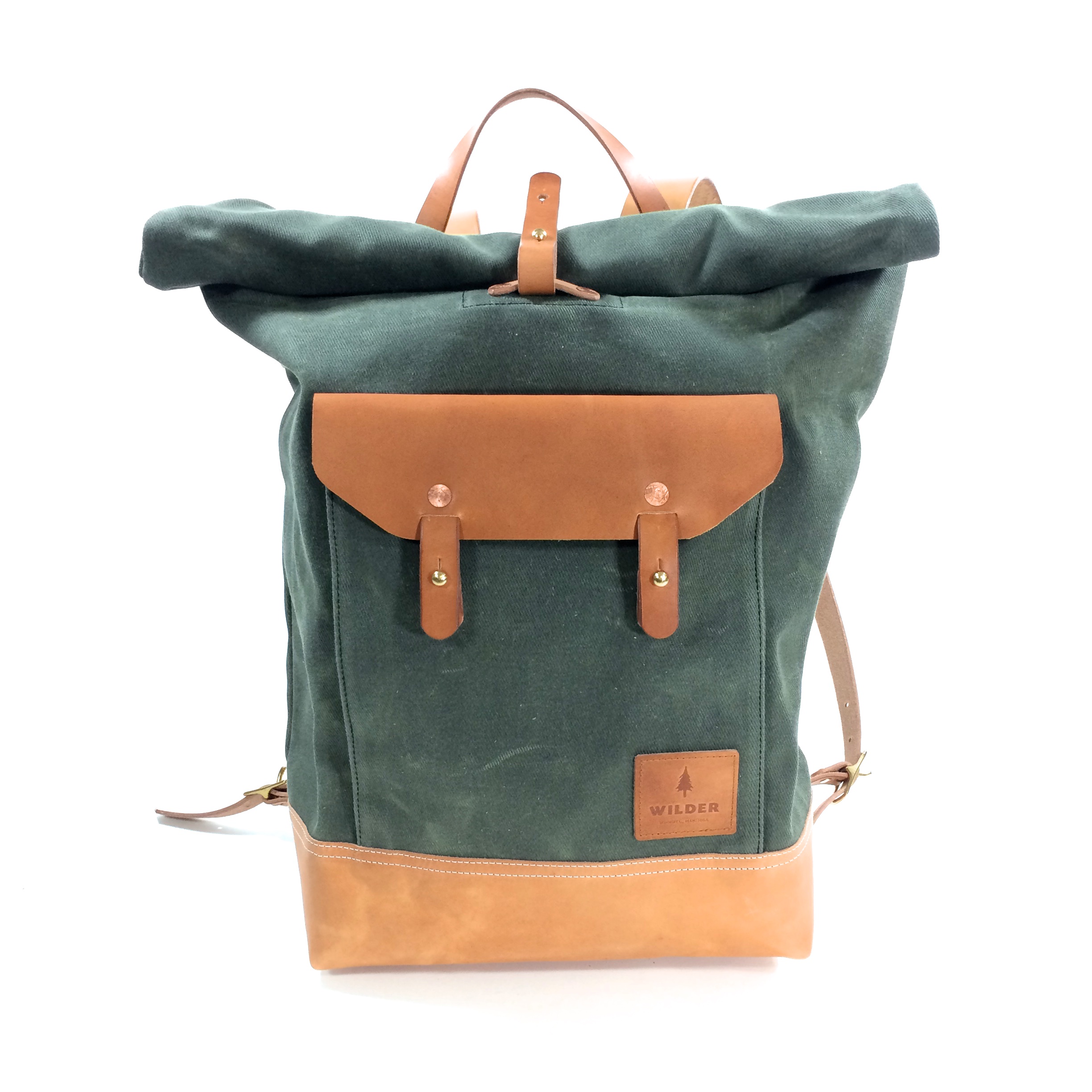 Waxed Twill Roll Top Backpack