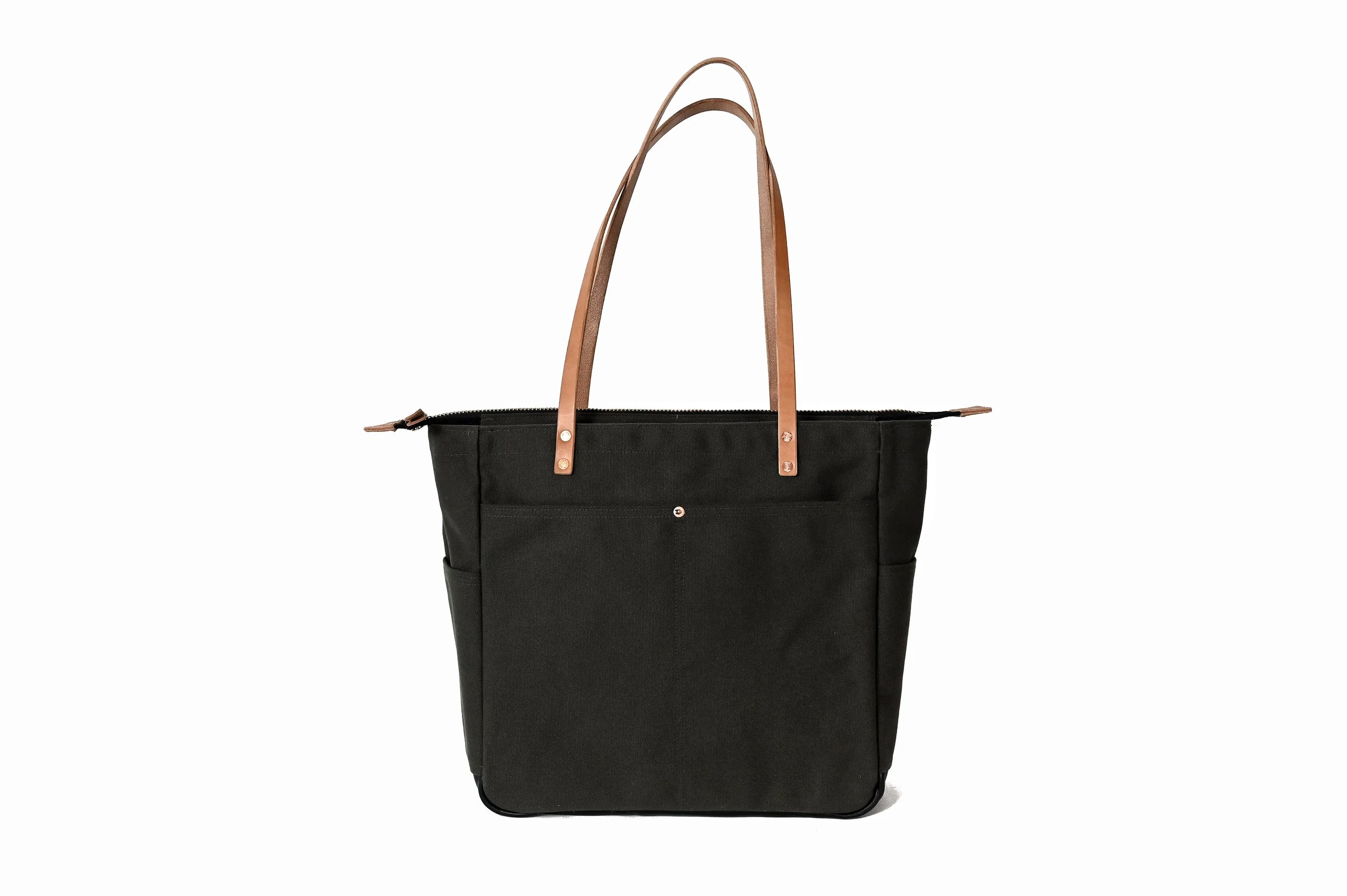 Rear_pine_green_canvas_leather_Pocket_tote_bag.jpg