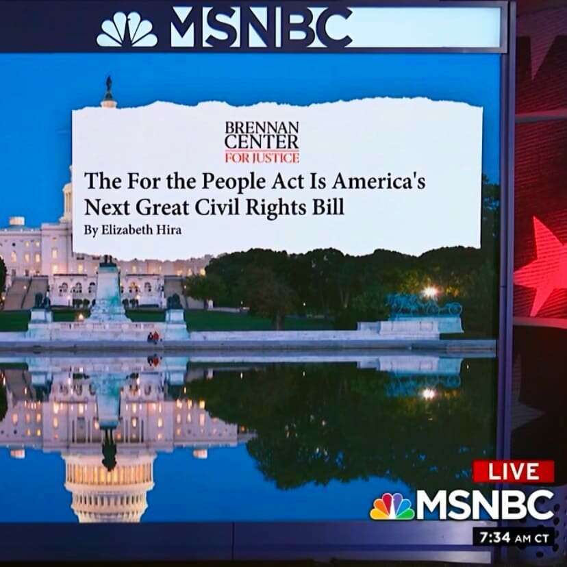 Look at @elizabeth.hira doin' the *work* with her killer oped! So glad to see @msnbc, @brennancenter and the brilliant Myrna P&eacute;rez spreading the message... #linkinbio #ForThePeopleAct #HR1 #becausedemocracy #andlittlesisters!