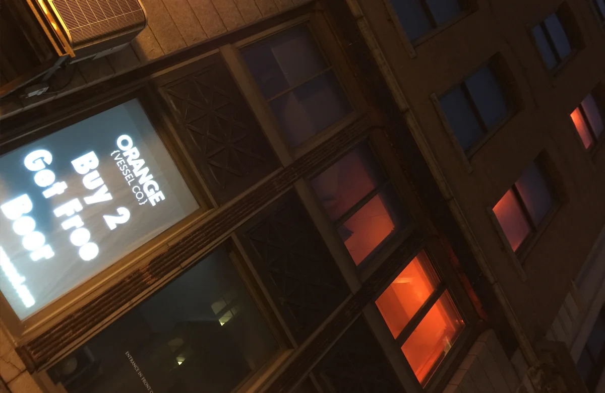 There are two sides to the Orange Vessel World Headquarters and you can see this side from the highway, so we figured we would light it up in Orange to make it easy to find!