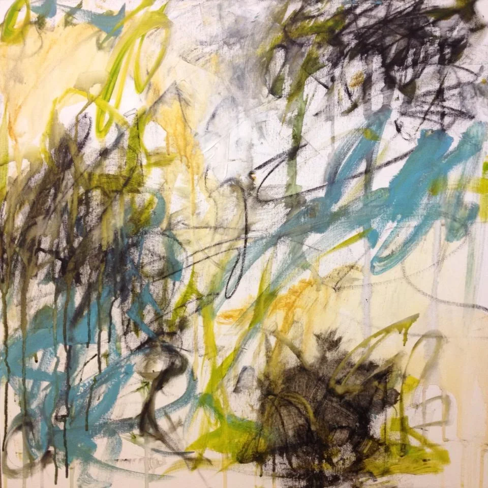 beginning of an abstract painting I started during the workshop