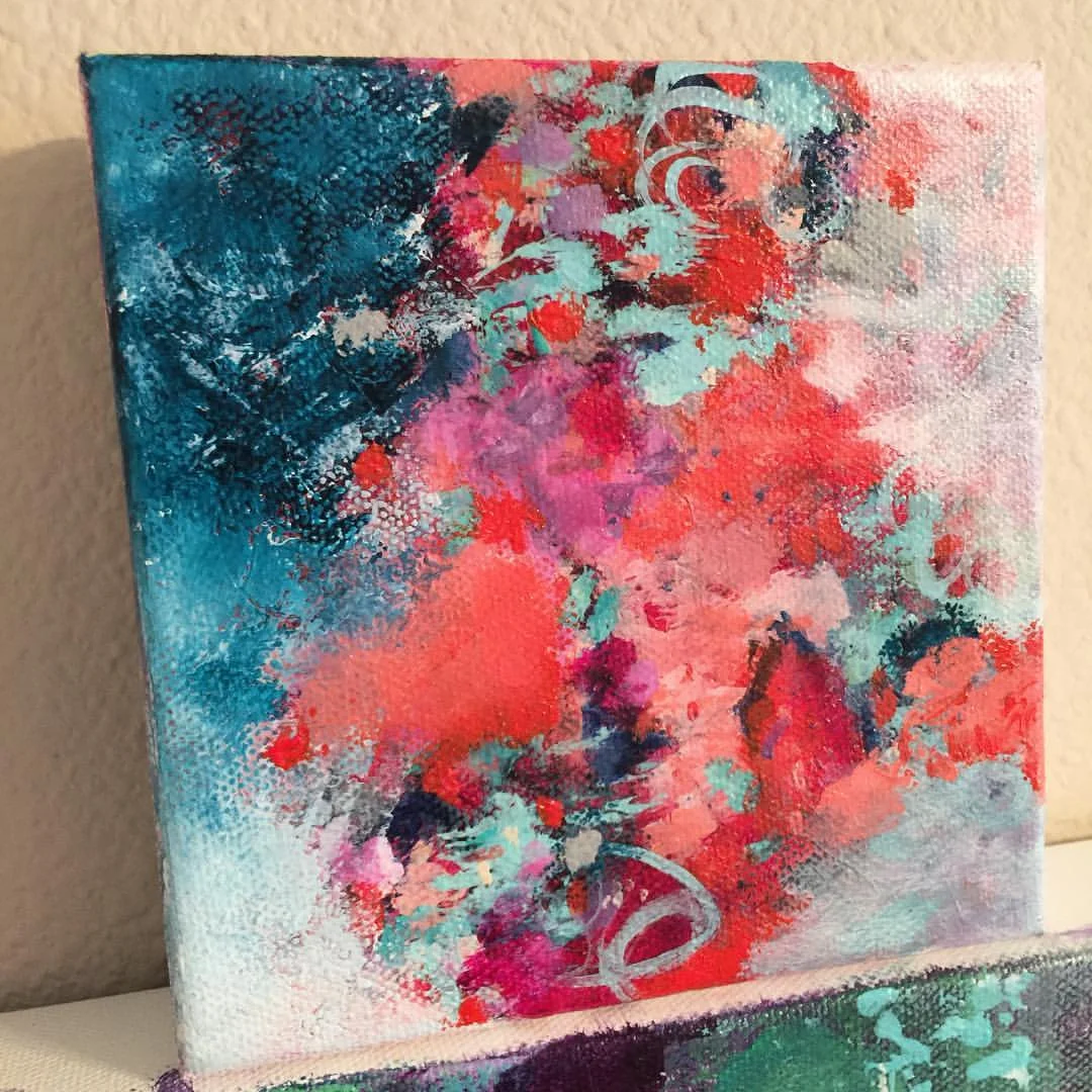 Mini painting in progress - 5"x5" on 1.5" thick gallery wrapped canvas | New collection will consist of small to medium sizes: 5"x5" up to 12"x12"