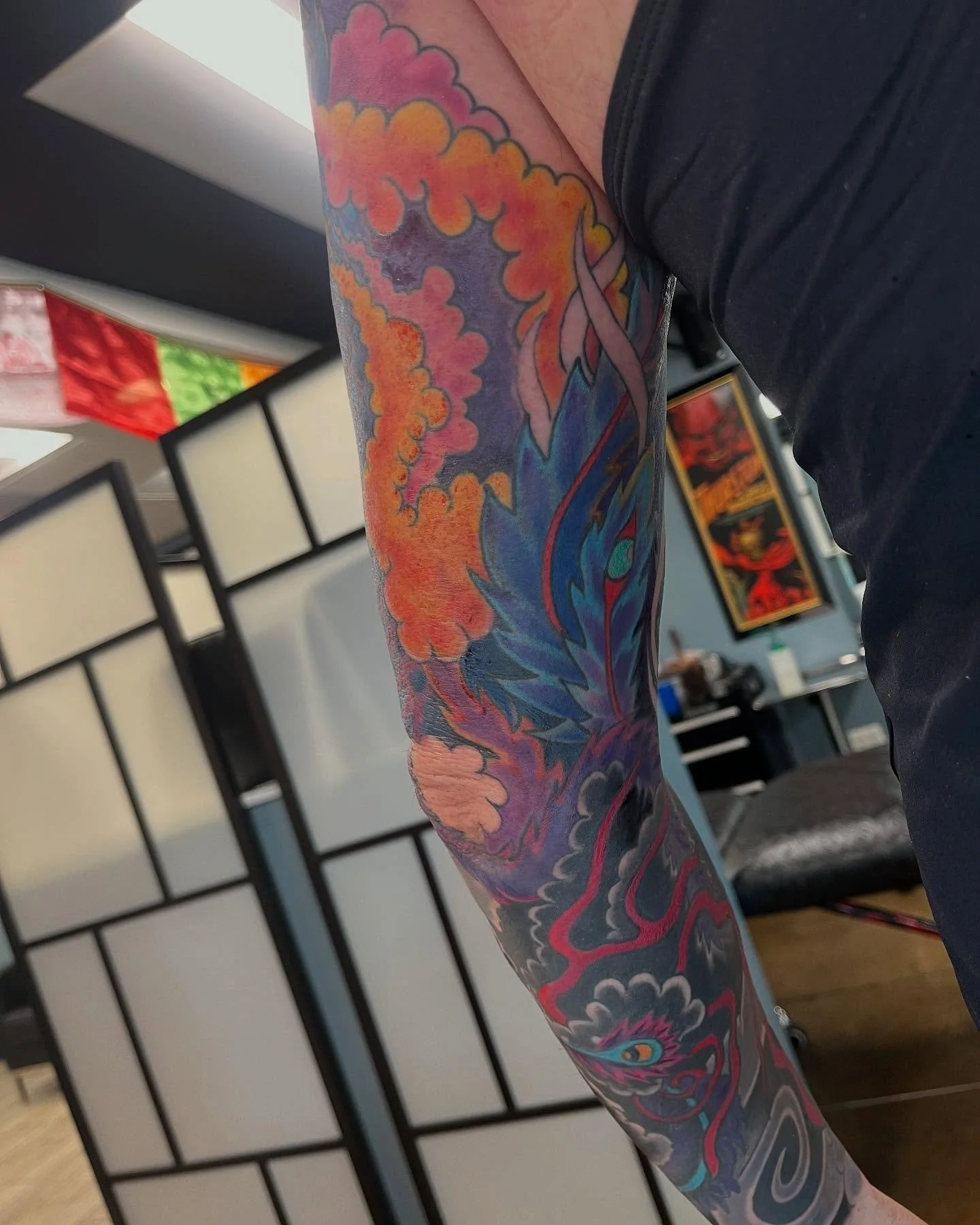 Almost done with Brian&rsquo;s phoenix sleeve. So much work has been done to this. We can&rsquo;t wait to show you the completed piece. Tattoo by James.