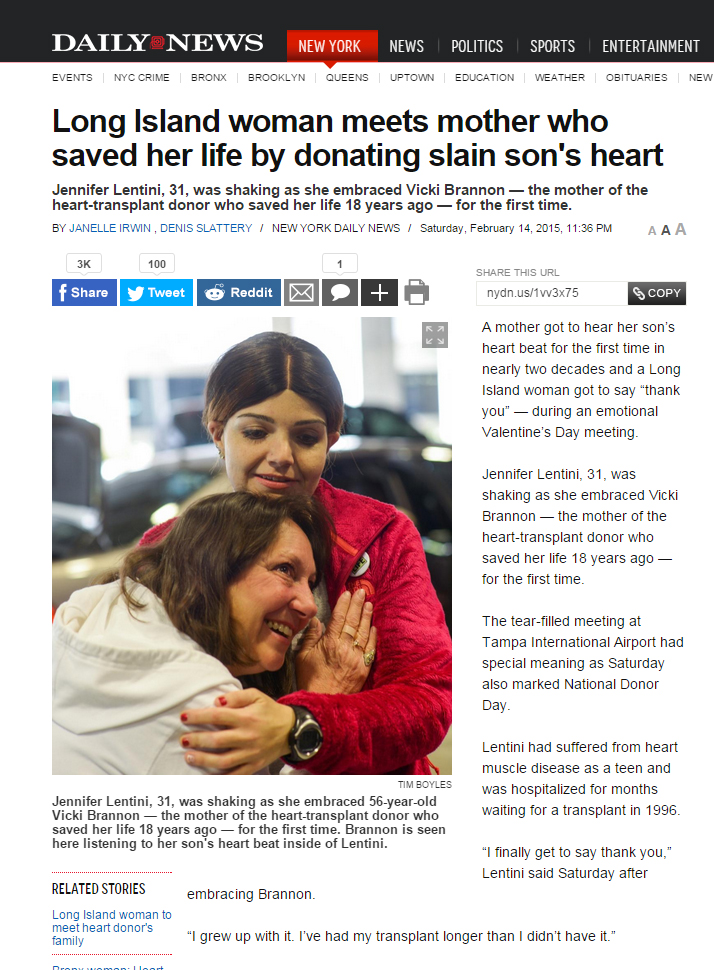 Organ Donation for New York Daily News