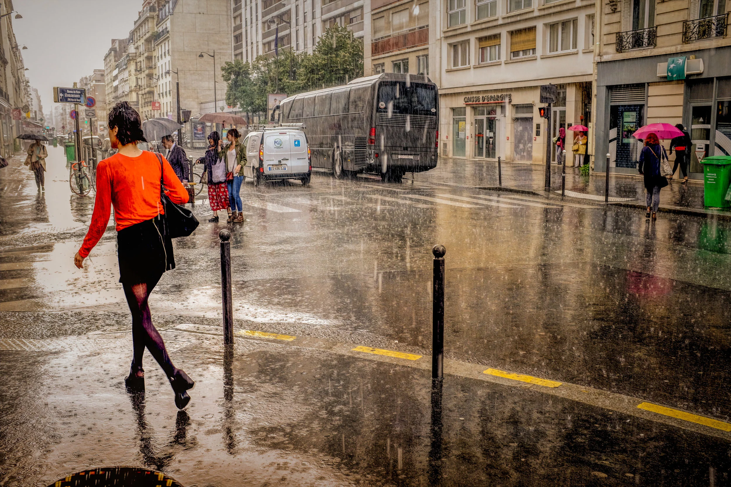 Paris Woman in Rain