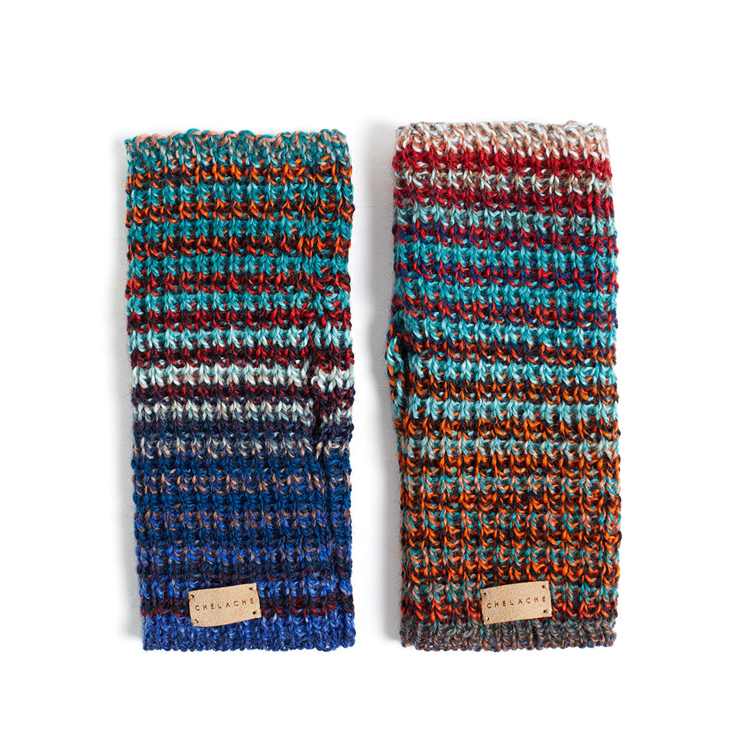 Knitted Striped Hand-Warmers