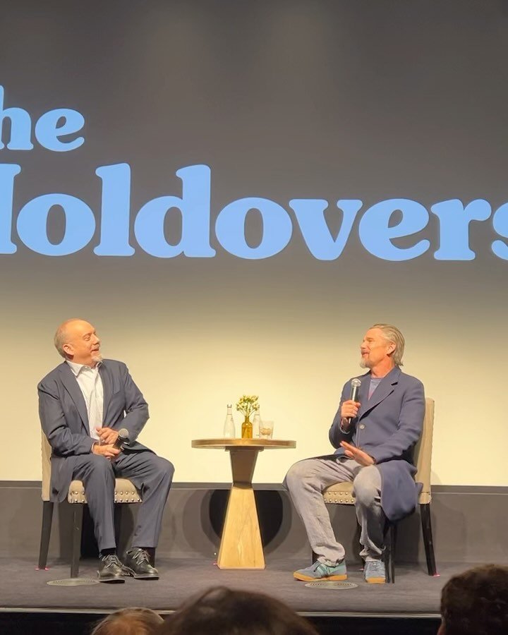 I happen to like it whenever @ethanhawke (who also happens to be my birthday twin) hosts Q&amp;A for any movie and this time, it was for @theholdoversfilm with #paulgiamatti  I&rsquo;ll let the clips speak for themselves. So many gems there. #sagaftr