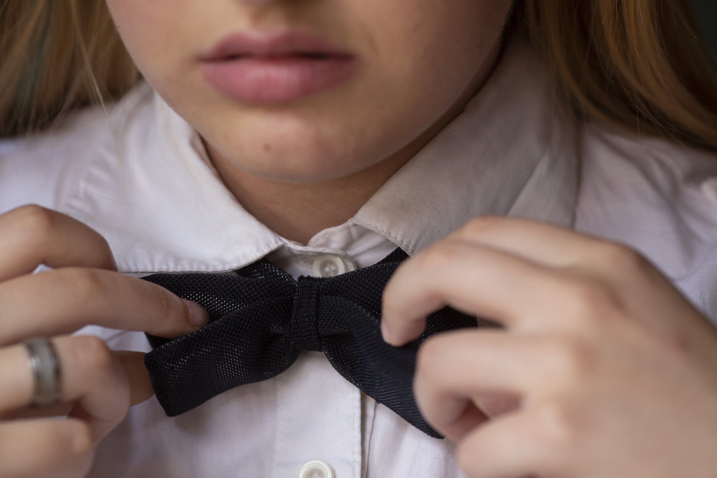  "They told me I look like the Prime Minister, which I take as a compliment," says Aleksandra Janicijevic, 17, of her friends reaction to her bow tie. Like much of the region, teenage girls in Mitrovica are expected to dress and style themselves in t