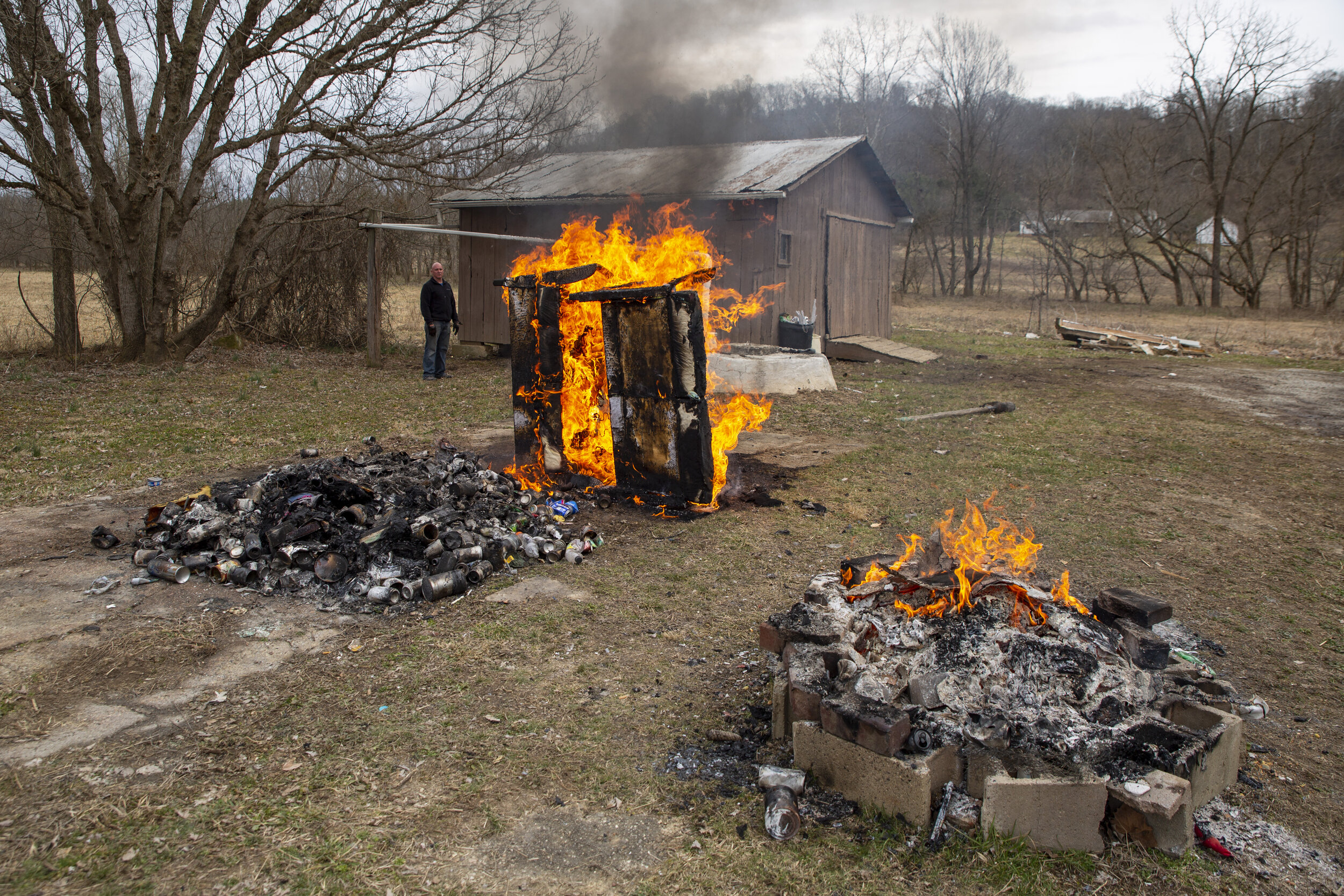  With no municipal garbage service, residents of Sharpsburg often burn their trash.  
