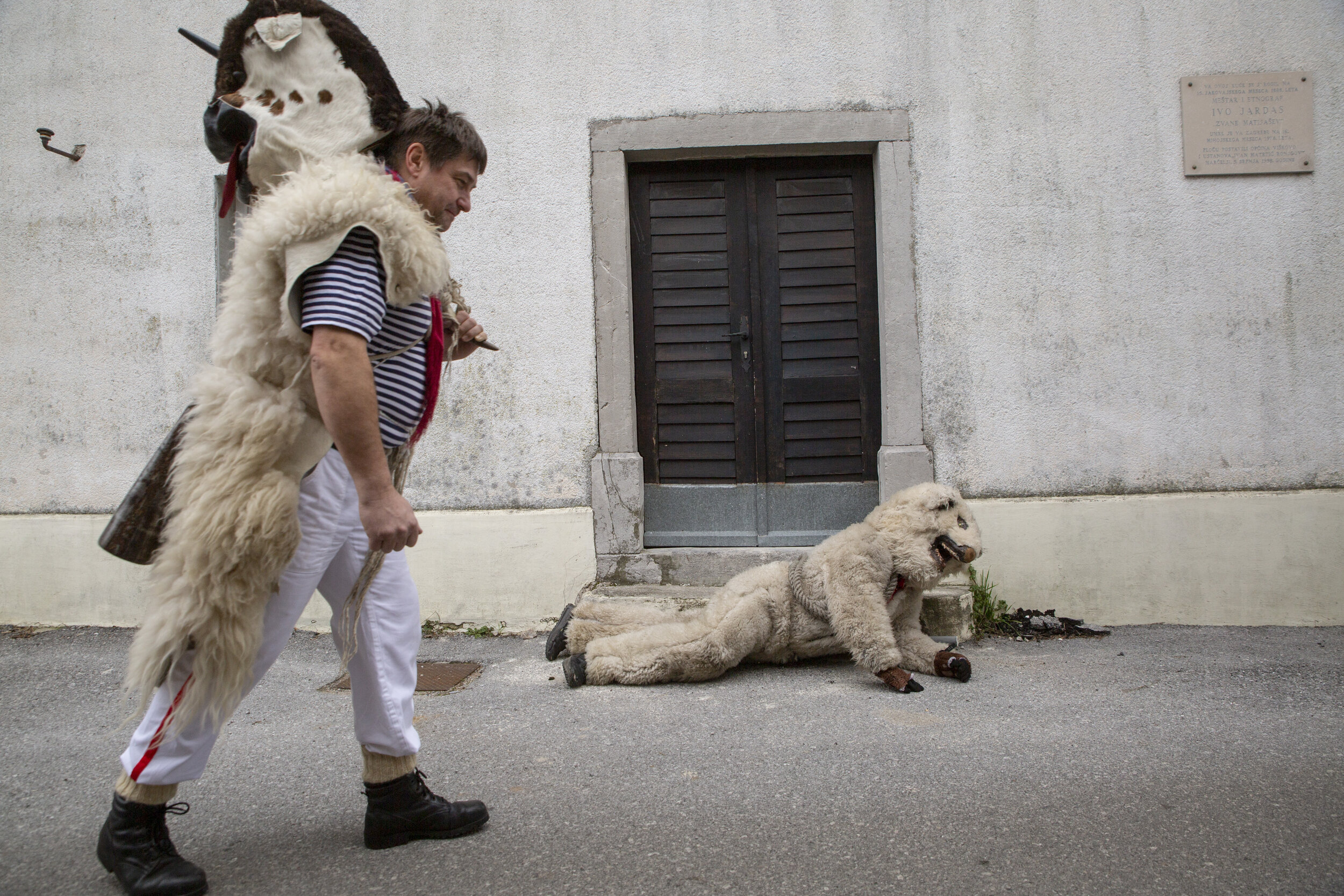  Halubajski zvončari, traditional bell ringers based on mythical creatures in Croatian folklore, begin their three-day journey of ringing bells around their waists while walking, stumbling or crawling through villages in the Halubje and Kastav region