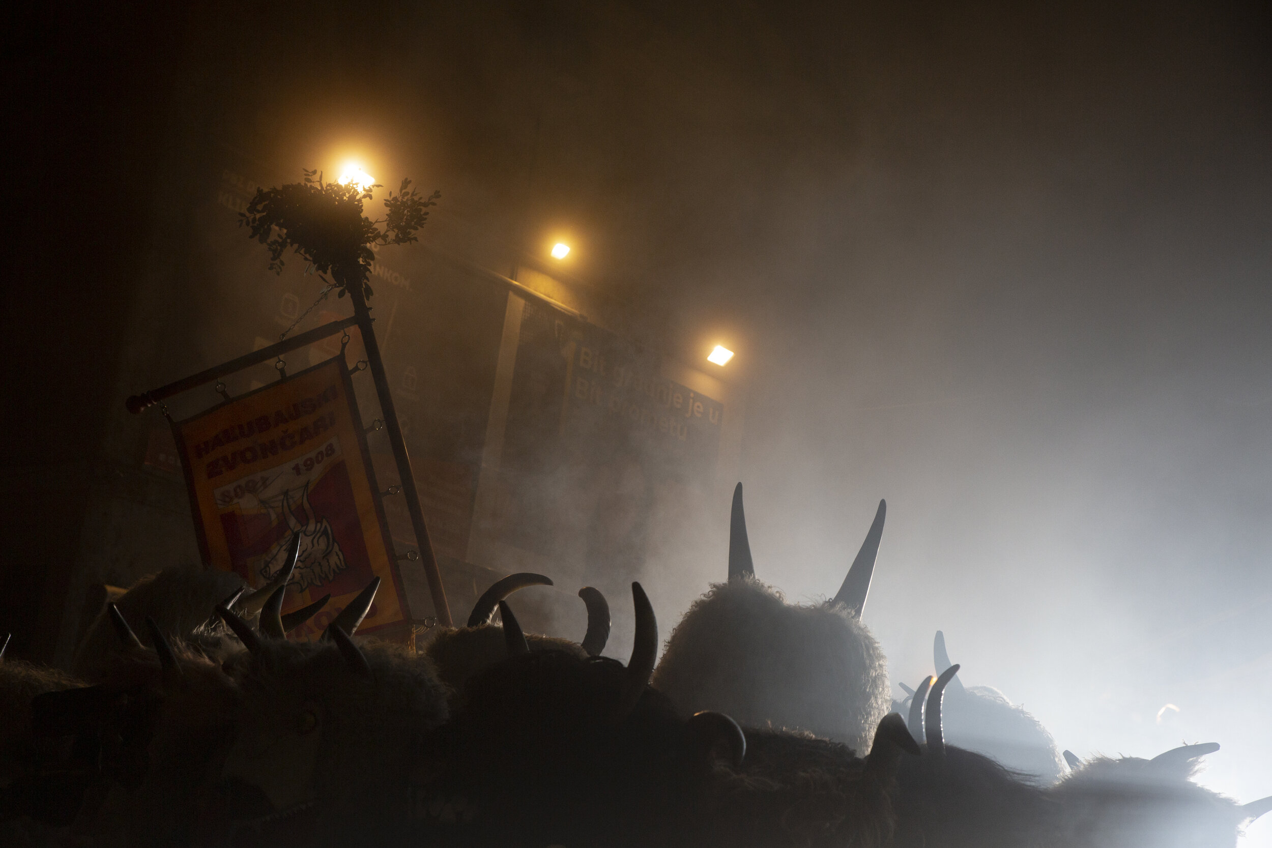  A cloud of fire and fog greet the Halubajski zvončari on the third night of their ritual. 