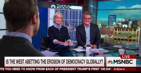 this was klaas’s first appearance on msnbc’s morning joe. He went on to become a regular guest.