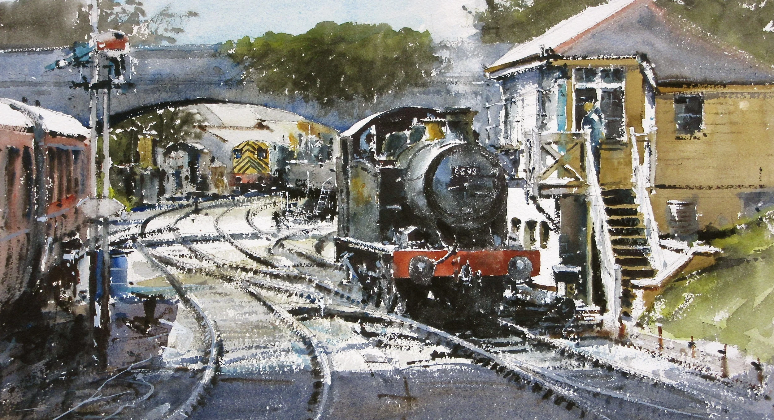 GWR 5600 Class no. 6695 at Swanage: 13 x 24 in: watercolour: £1200