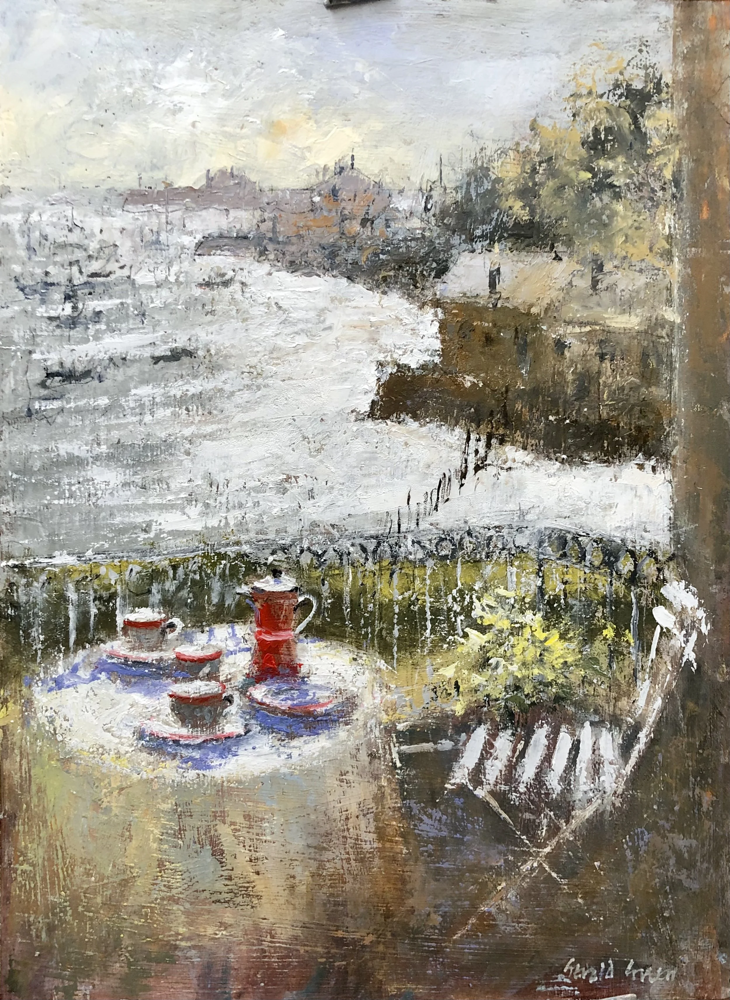 Quiet Moments on the Terrace: 16 1/2 x 12 in: £1150