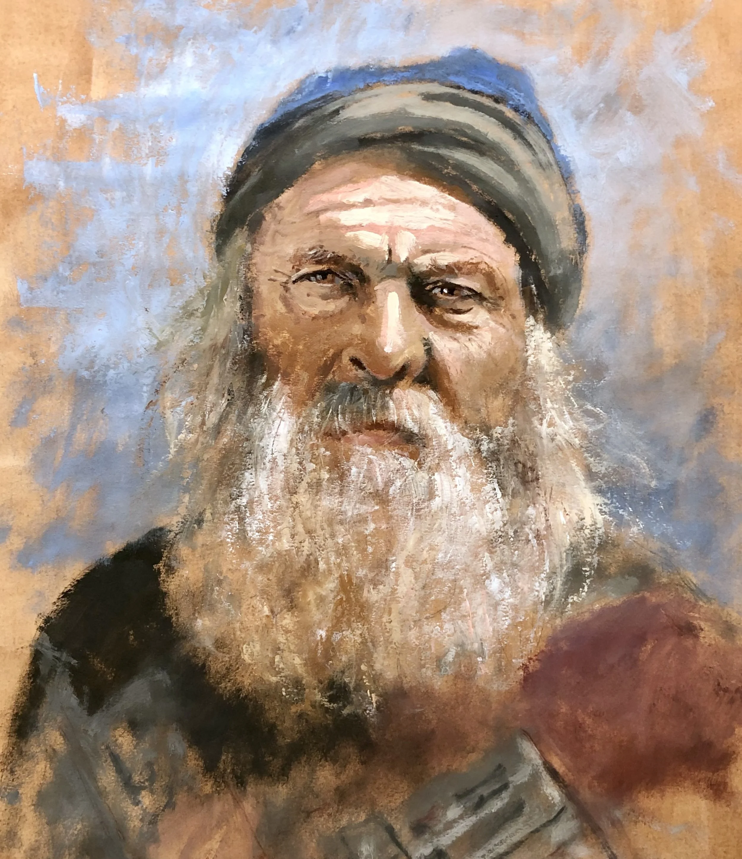 Man with Long Beard: Oil on paper: 20 x 16 in: