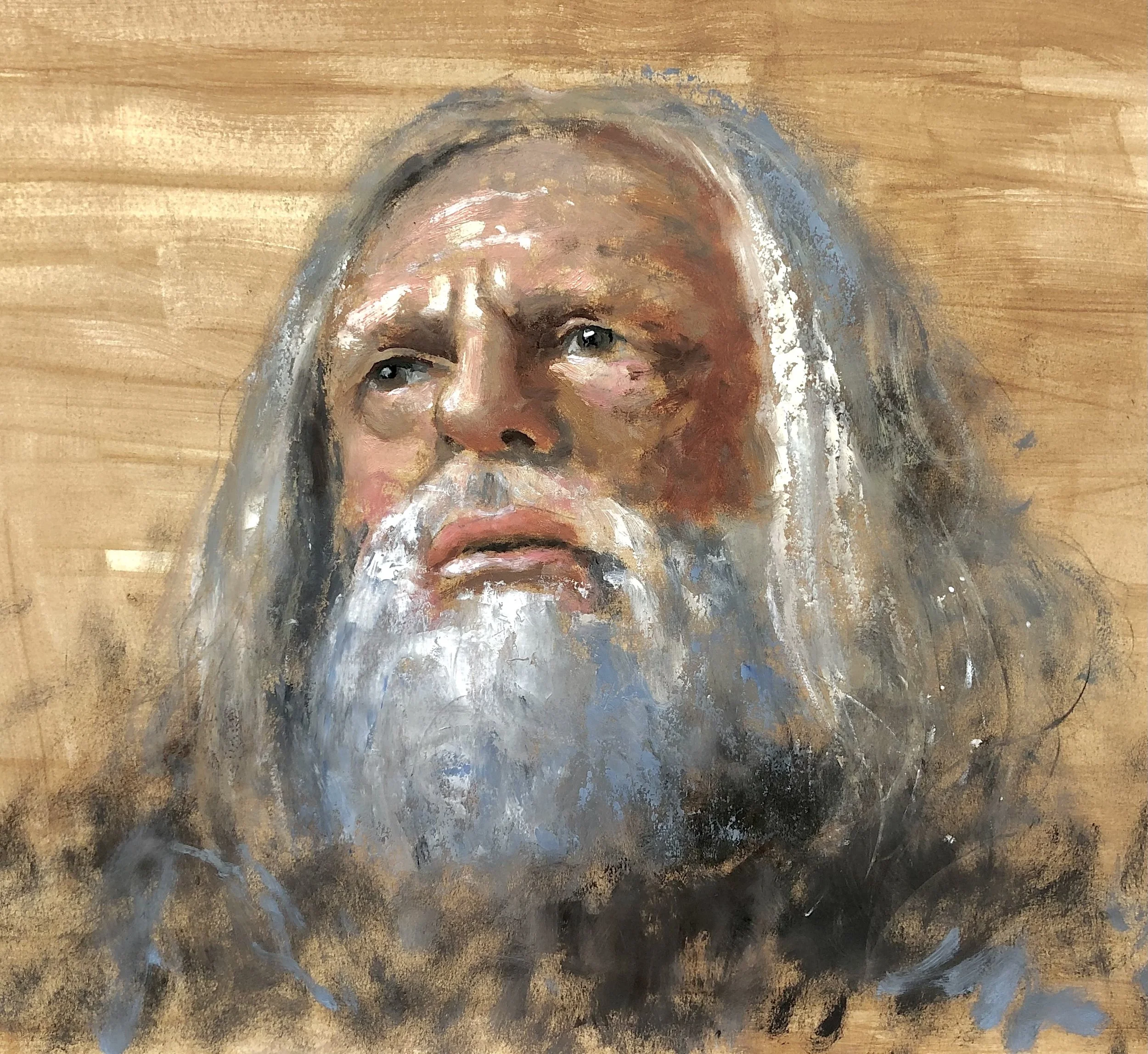 Theatrical Character: Oil study on paper: 16 x 20 in