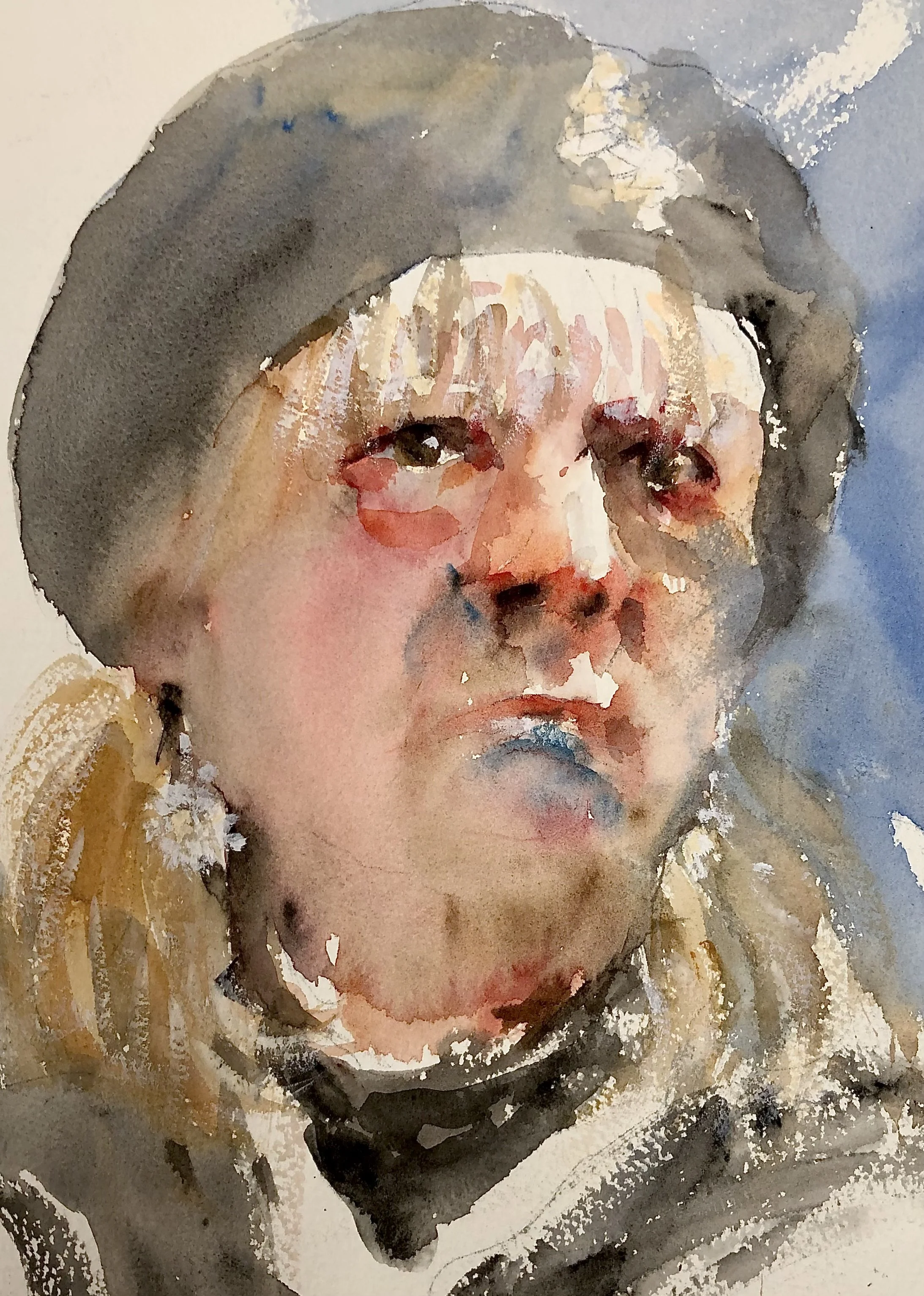 Woman in Berry: watercolour: 15 x 12 in