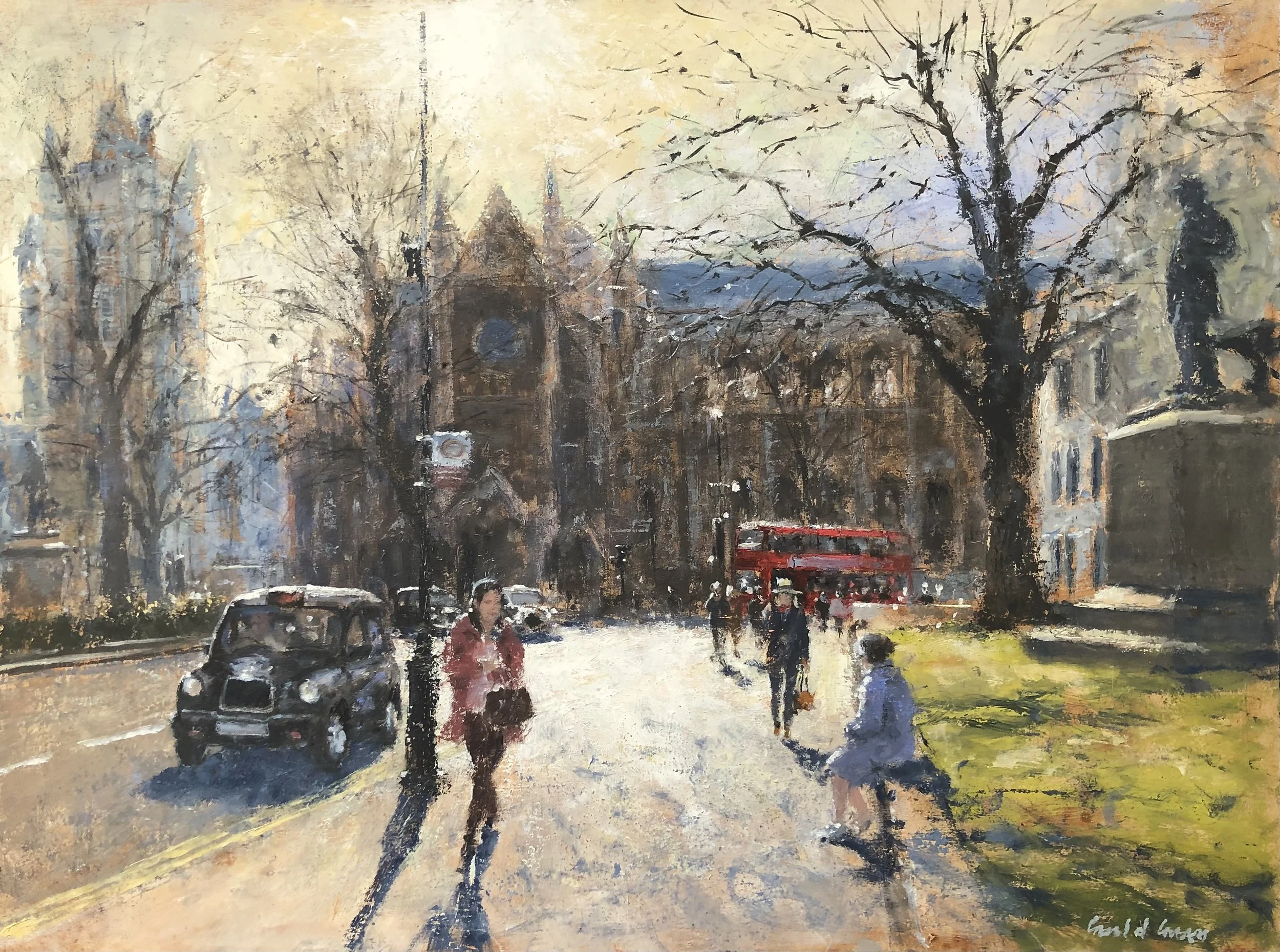 Towards Westminster Abbey from Parliament Square London: 18 x 24 in: SOLD