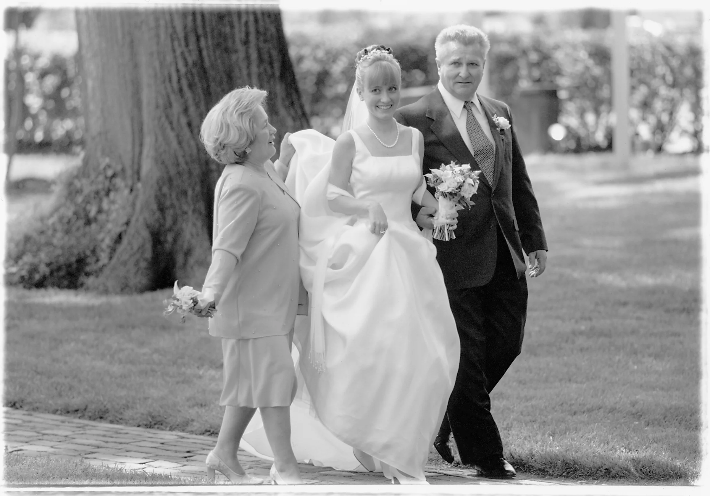 Bride and her mother and father.