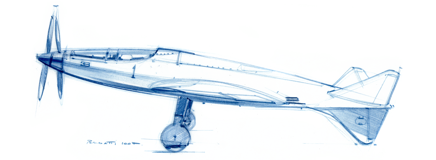 Croquis d'étude du Bugatti 100P réalisé par Laurent Negroni sur son blog SpeedBirds .